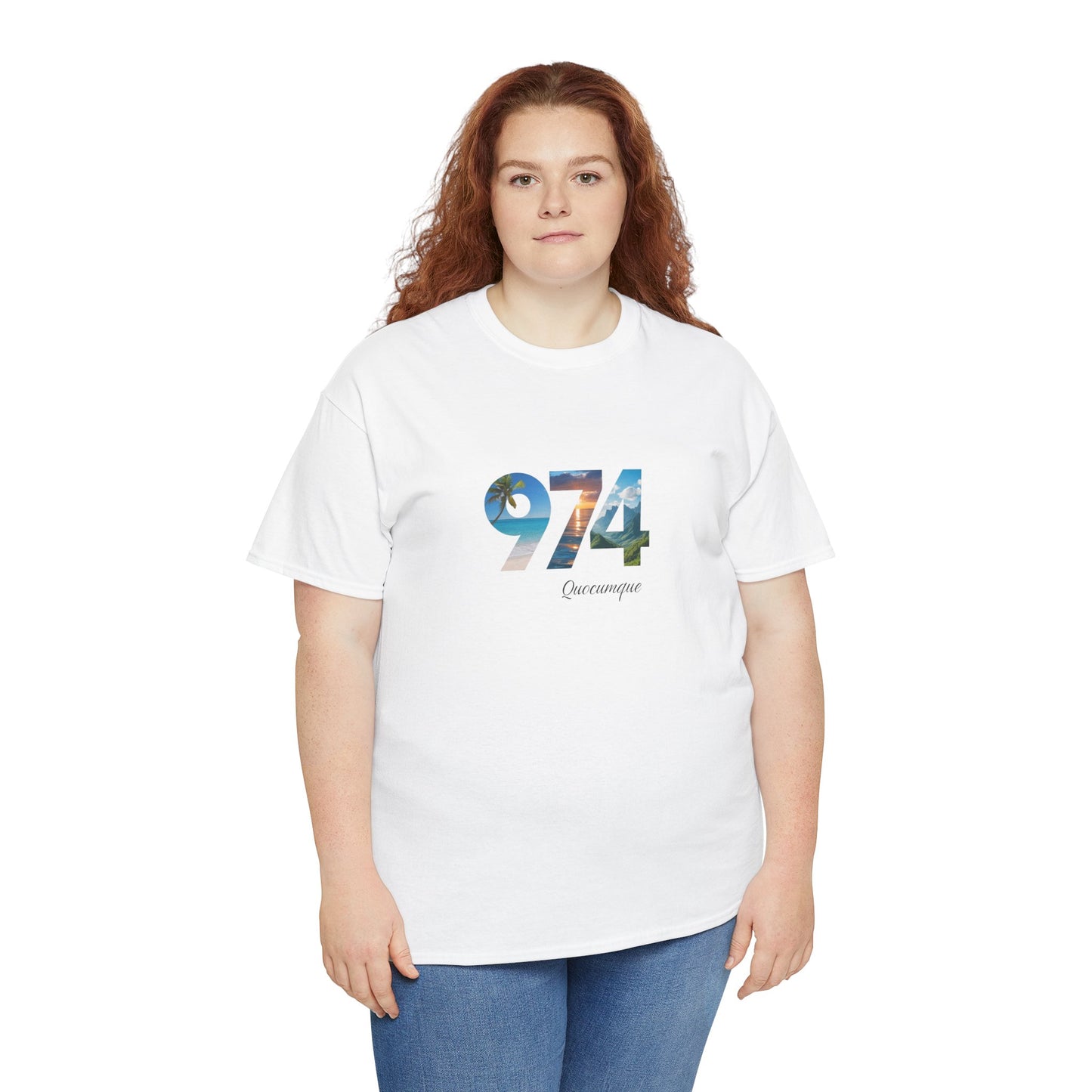 T-shirt "974", Île de La Réunion, Confort Coton, Sobre, Elégant, Souvenir Unique, Cadeau, Unisexe, Esprit Voyageur