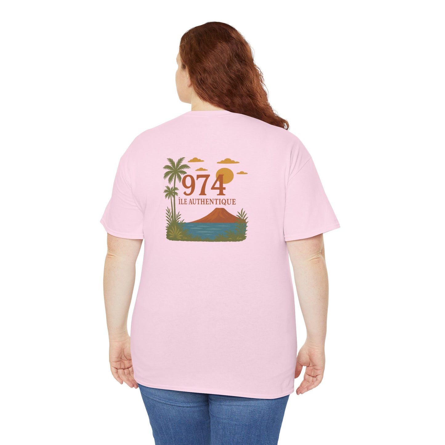 T-shirt "974 Île Authentique", Exotisme, Destination Île de La Réunion, Confort Coton, Sobre, Elégant, Souvenir Unique, Cadeau, Unisexe, Esprit Voyageur