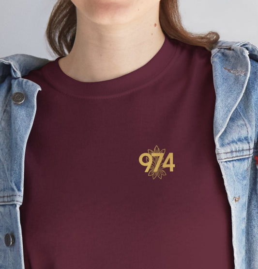 T-shirt Logo "974 or ", Île de La Réunion, Confort Coton, Tendance Casual Chic, Souvenir Créole, Cadeau Authentique, Unisexe, Adulte