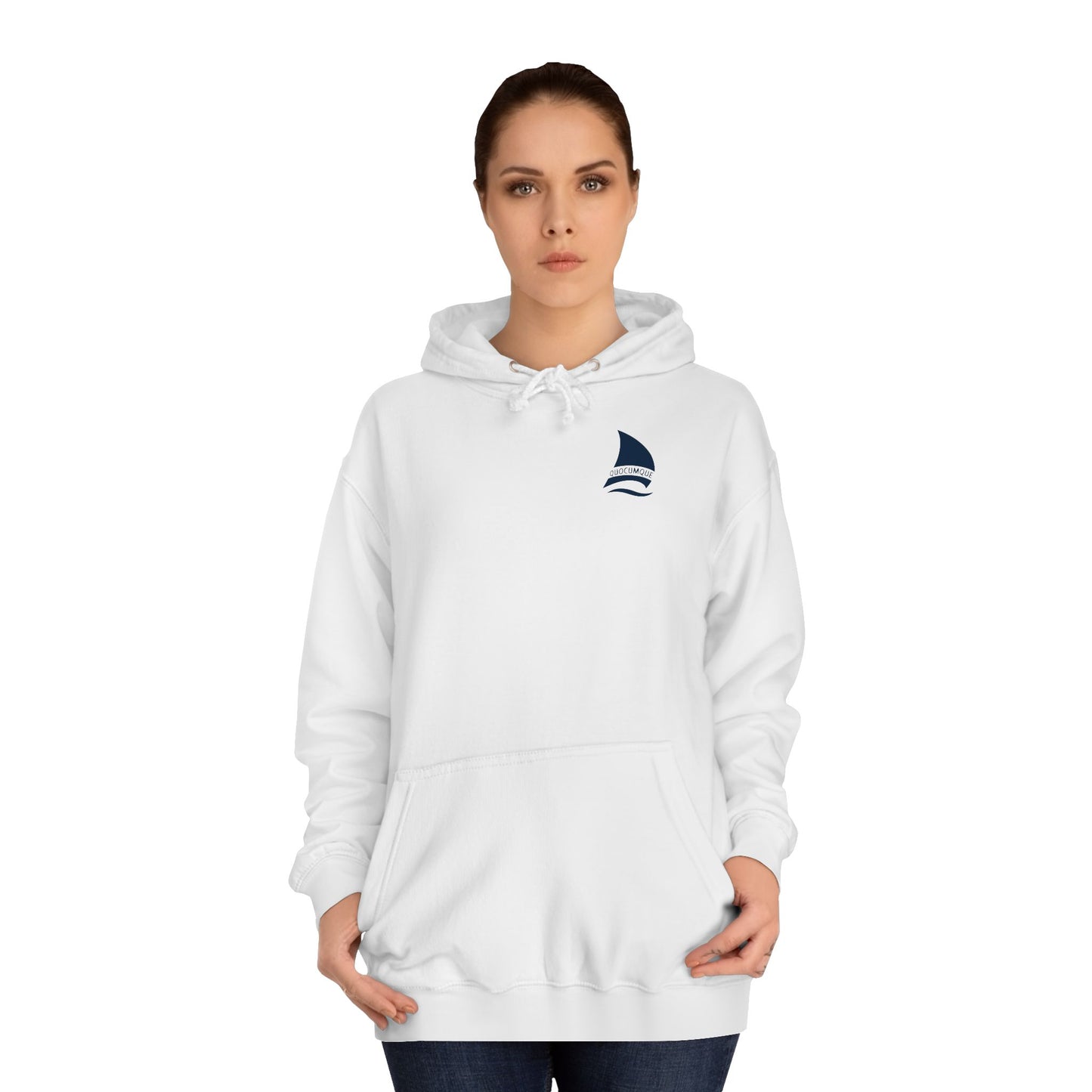 Sweat à Capuche pour Adulte QUOCUMQUE "Voile", Hoodie, Unisexe, Élégance, Sobriété, Marin, Homme, Femme, Grand Large, Mer, Océan, Régate