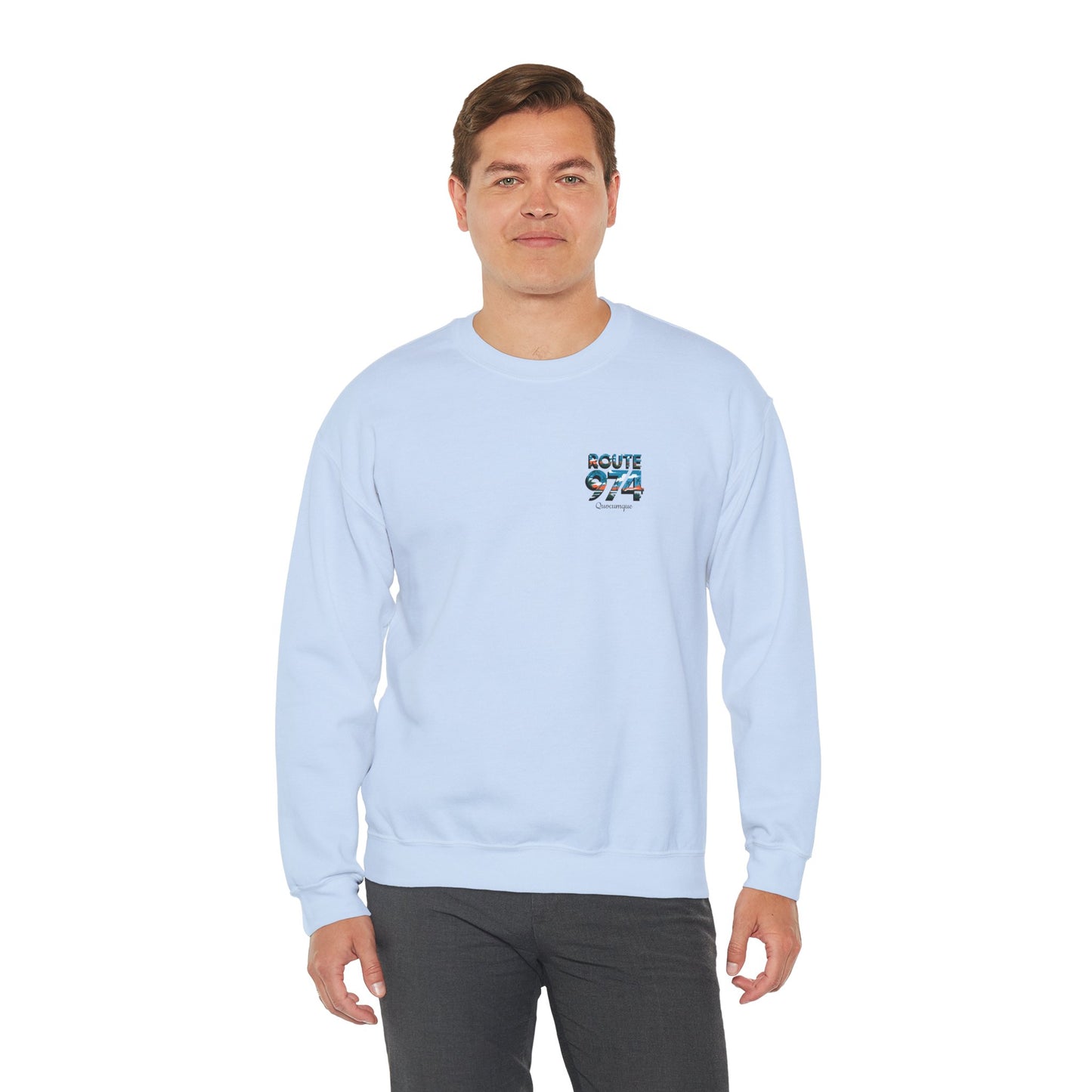 Sweat-Shirt Quocumque "Route 974", Exotique, Destination l'Île De La Réunion, Adulte, Homme, Femme, Sportive, Sportif, Décontracté, Élégant, Classique,