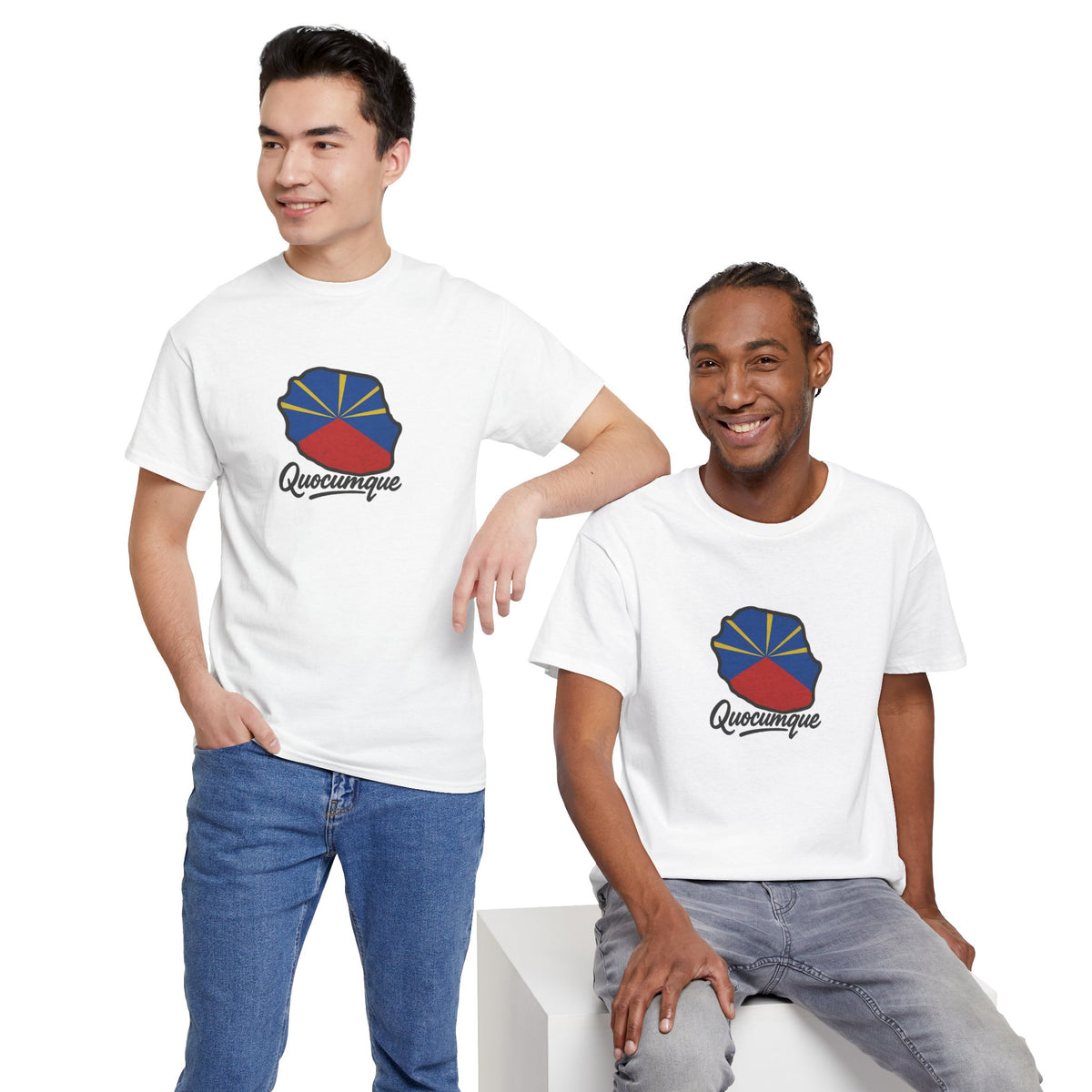 T-shirt "Drapeau Pays", Exotisme, Destination Île de La Réunion, Confort Coton, Sobre, Elégant, Souvenir Unique, Cadeau, Unisexe, Esprit Voyageur