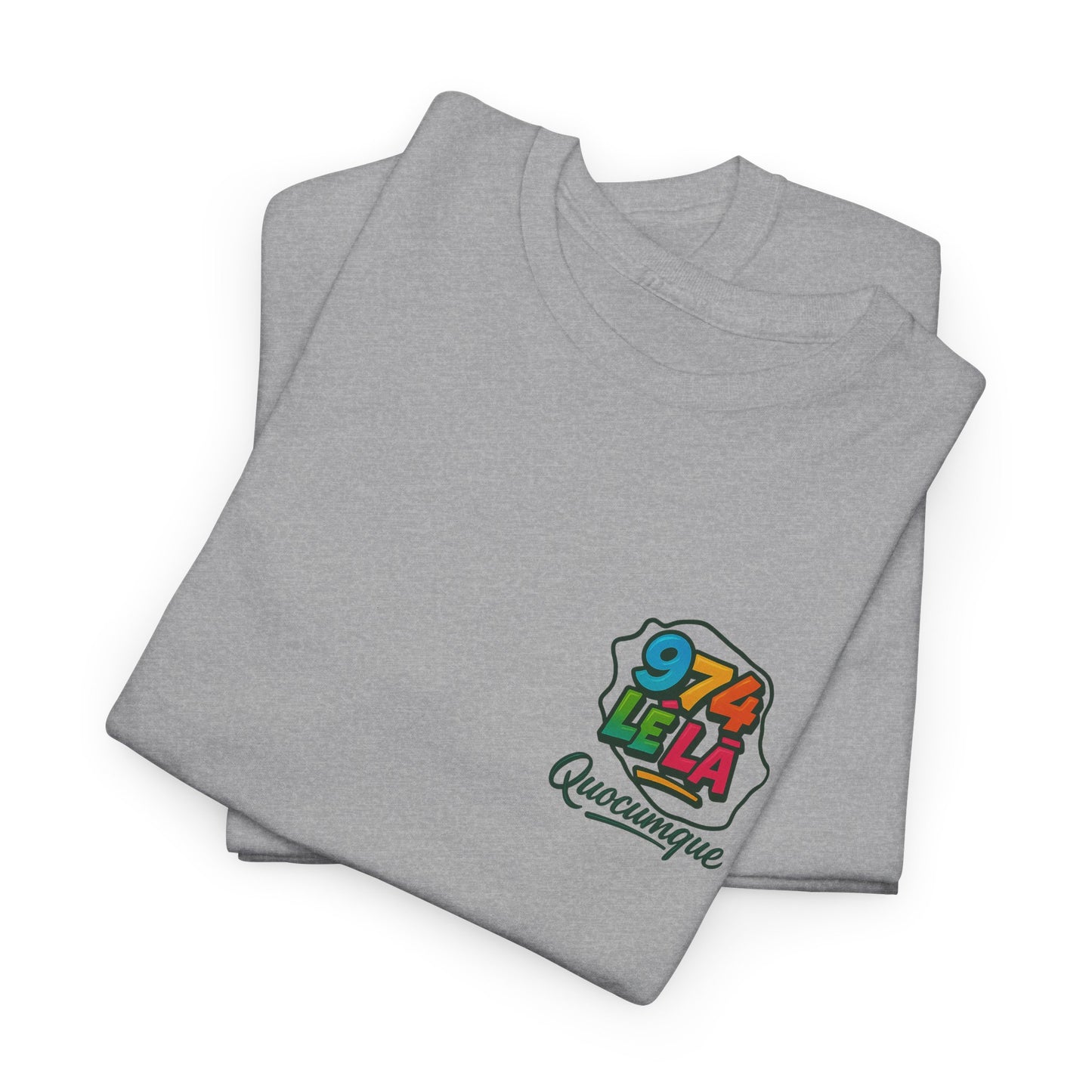 T-shirt Quocumque "974 lé là", Île de La Réunion, Confort Coton, Elégant, Souvenir Unique, Cadeau, Unisexe, Esprit Voyageur, Créole, Bourbon