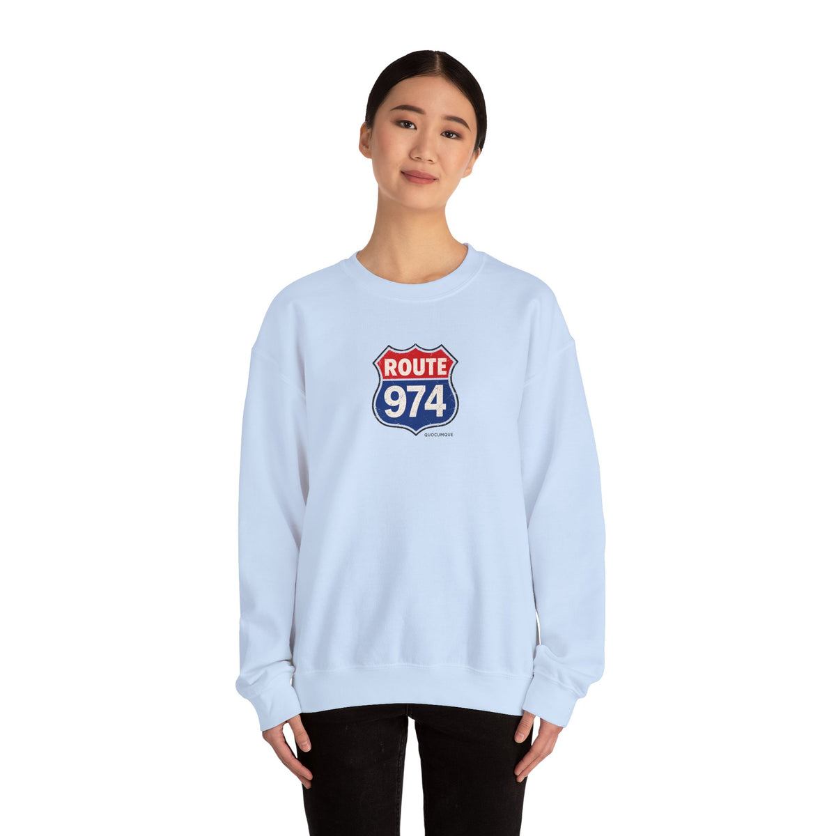 Sweat Quocumque "Route 974", Exotique, Destination Île De La Réunion, Adulte, Homme, Femme, Sportive, Sportif, Décontracté, Drapeau Régional
