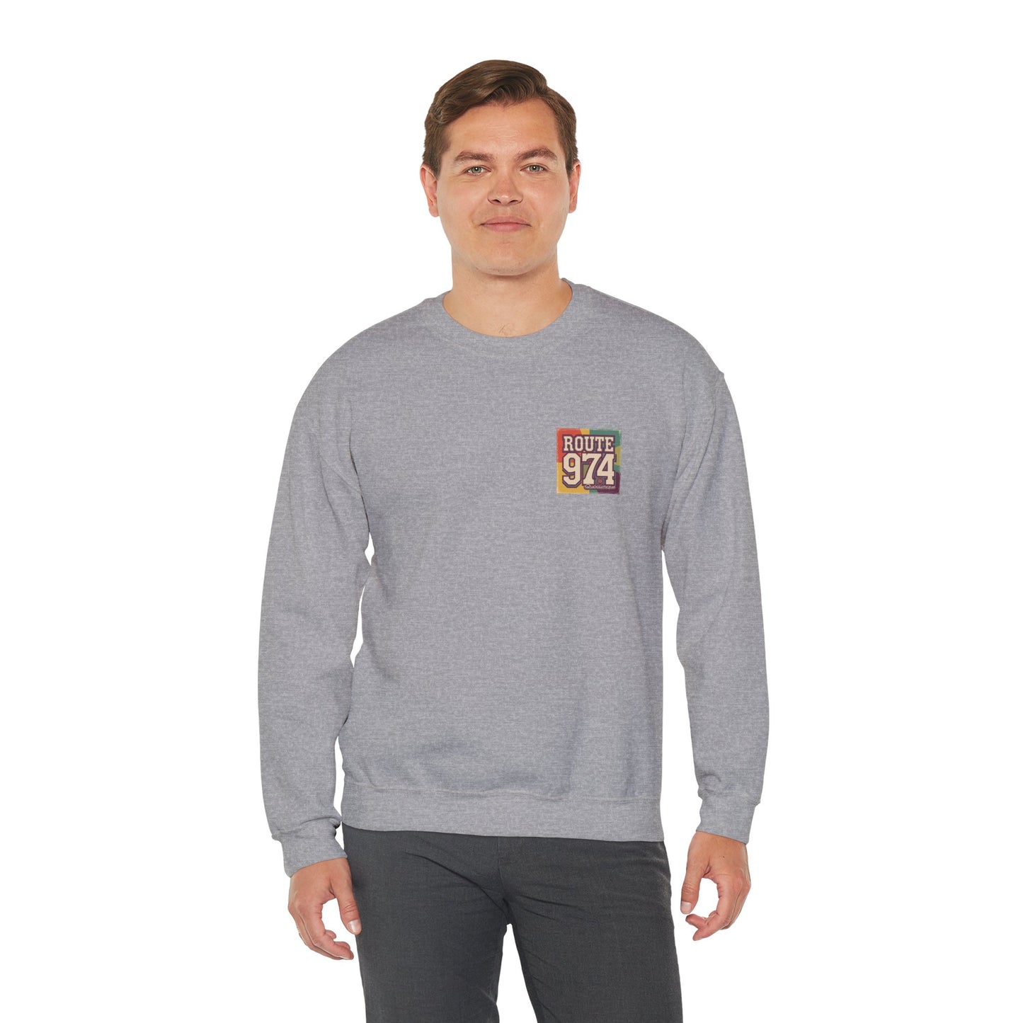 Sweat-Shirt Quocumque "Route 974", Période Hippies, Destination l'Île De La Réunion, Adulte, Homme, Femme, Sportive, Sportif, Décontracté, Élégant, Classique,