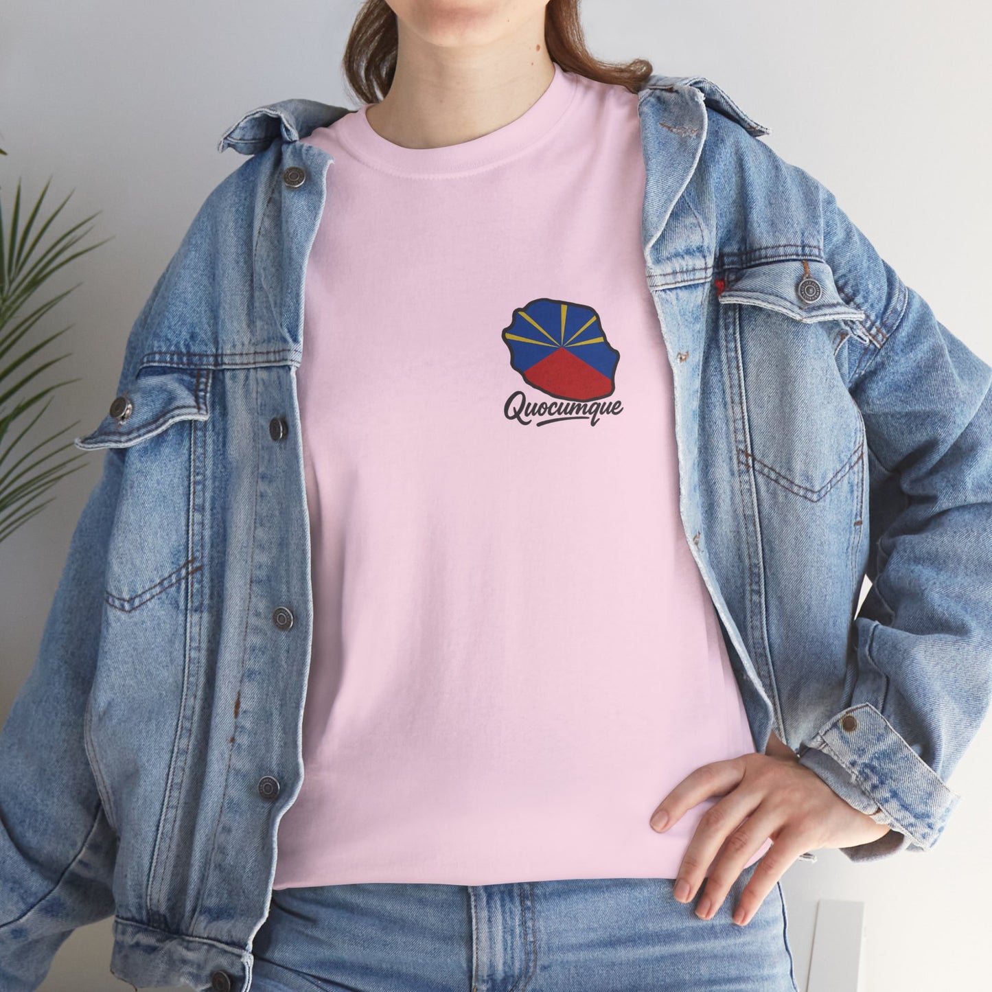 T-shirt "Drapeau Pays", Exotisme, Destination Île de La Réunion, Confort Coton, Sobre, Elégant, Souvenir Unique, Cadeau, Unisexe, Esprit Voyageur