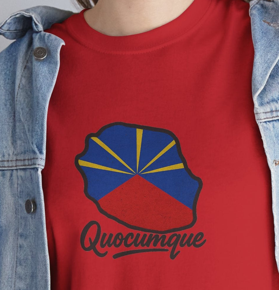 T-shirt "Drapeau Pays", Exotisme, Destination Île de La Réunion, Confort Coton, Sobre, Elégant, Souvenir Unique, Cadeau, Unisexe, Esprit Voyageur