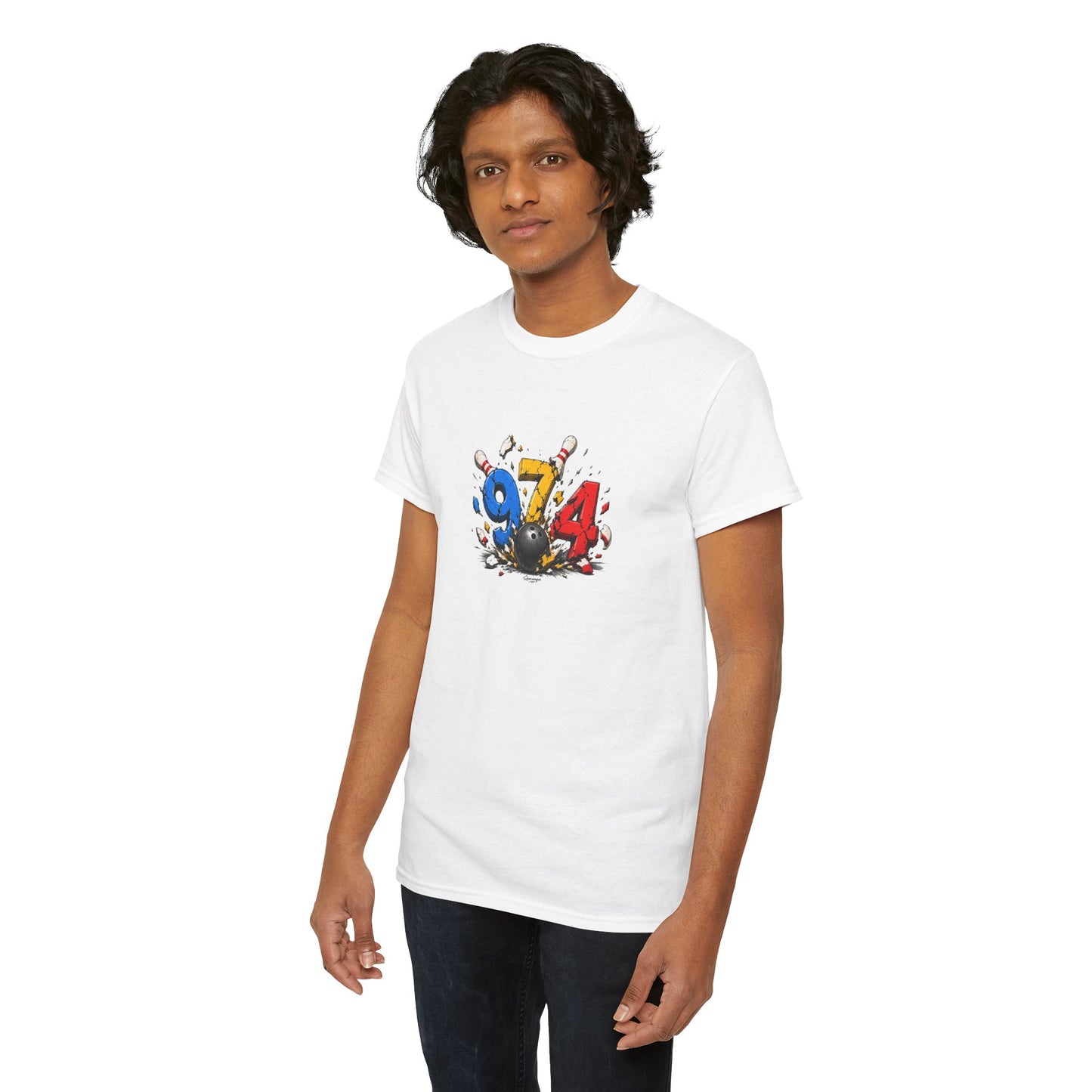 T-shirt " 974 Bowling ", Destination Île de La Réunion, Confort Coton, Sobre, Elégant, Souvenir Unique, Vêtement Adulte, Unisexe, Esprit Voyageur