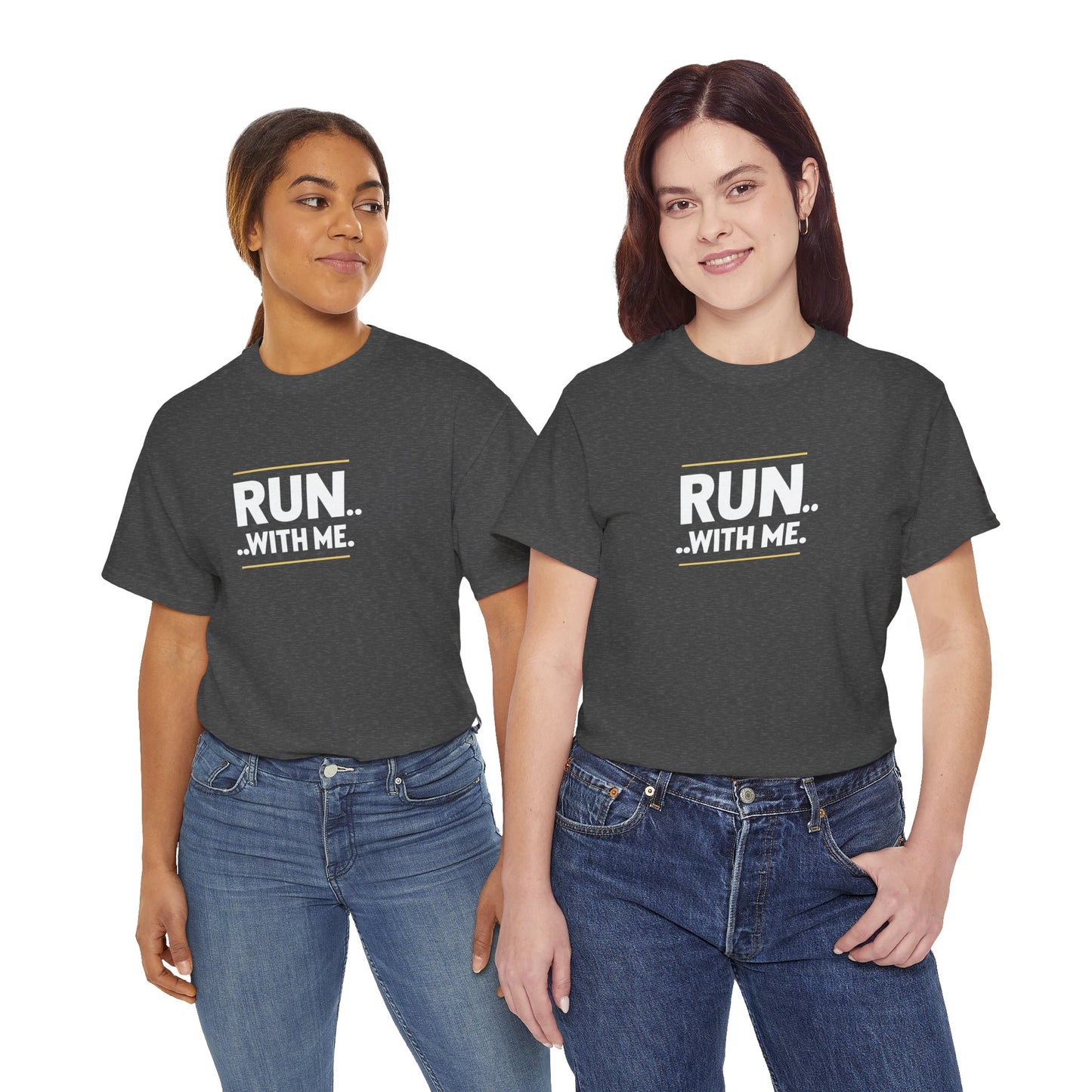 T-shirt Quocumque "RUN With me ", Île de La Réunion", Confort Coton, Sobre, Elégant, Souvenir Unique, Cadeau, Unisexe, Esprit Voyageur
