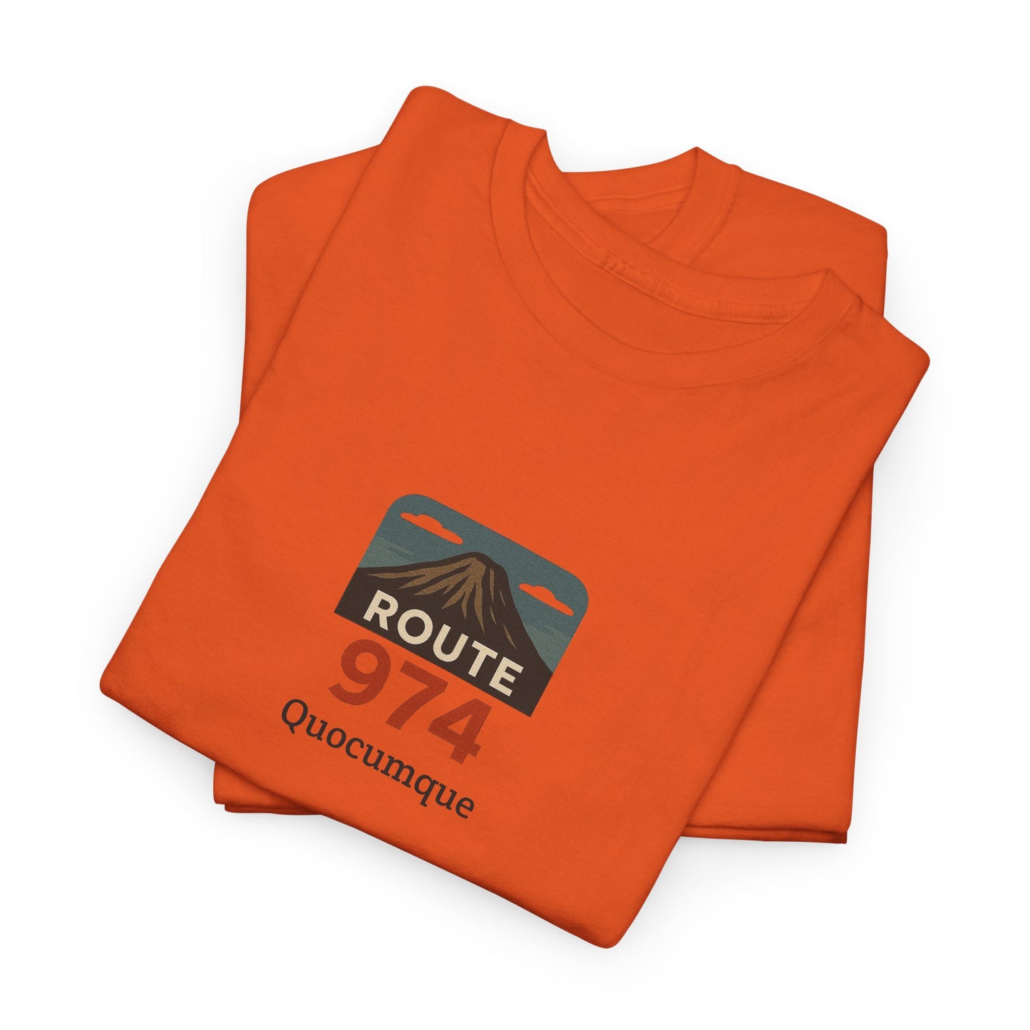 T-shirt "Route 974", Volcan, Exotisme, Destination Île de La Réunion, Confort Coton, Sobre, Elégant, Souvenir Unique, Cadeau, Unisexe, Esprit Voyageur