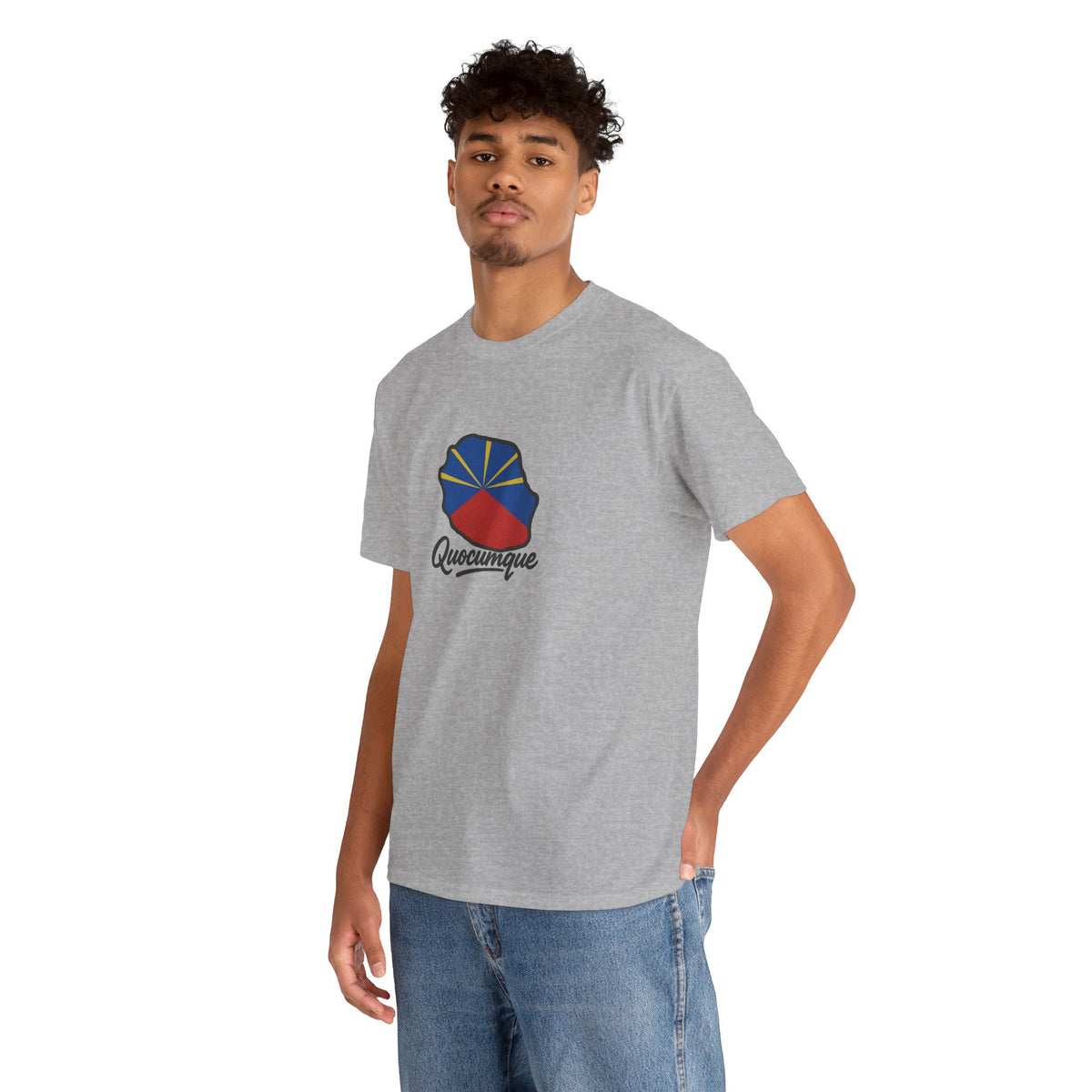T-shirt "Drapeau Pays", Exotisme, Destination Île de La Réunion, Confort Coton, Sobre, Elégant, Souvenir Unique, Cadeau, Unisexe, Esprit Voyageur