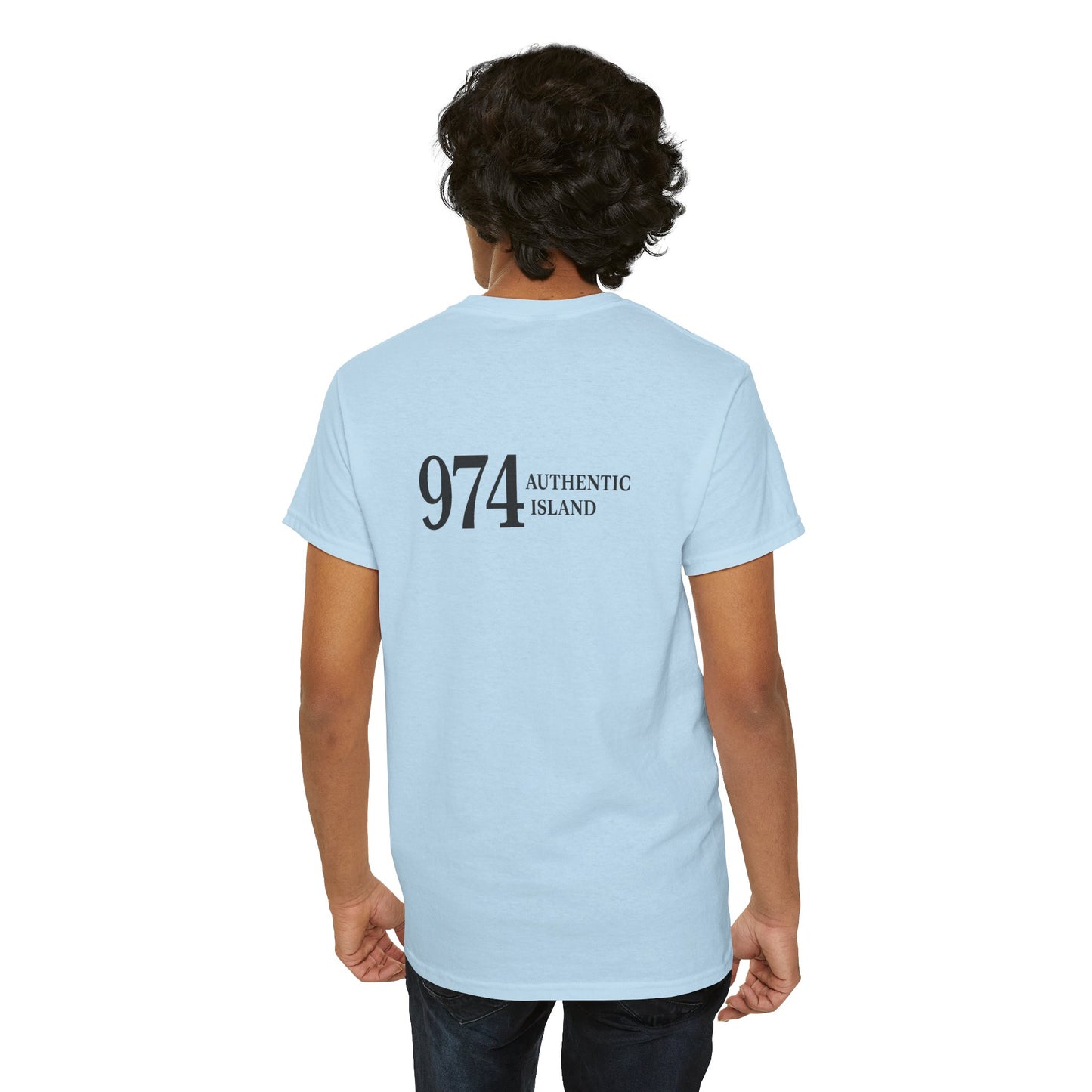 T-shirt "974 Île Authentique", Exotisme, Destination Île de La Réunion, Confort Coton, Sobre, Elégant, Souvenir Unique, Cadeau, Unisexe, Esprit Voyageur
