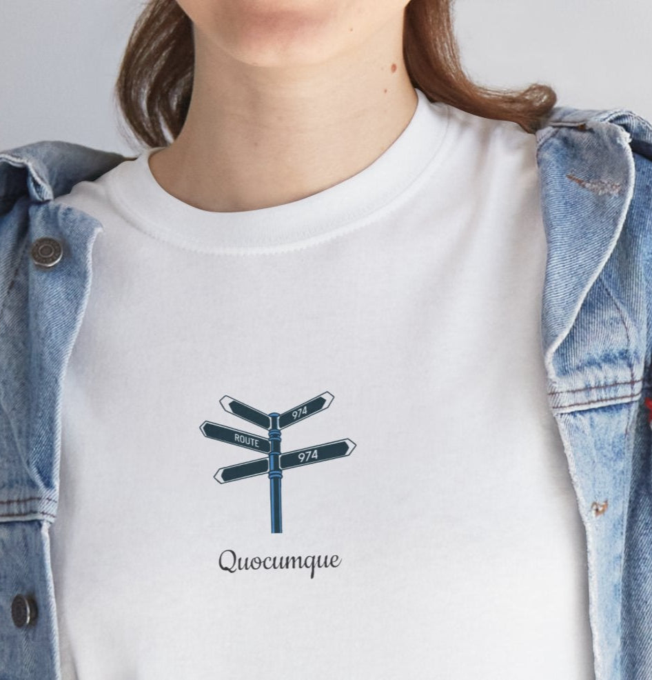 T-shirt "Route 974", Destination île de La Réunion, Confort Coton, Sobre, Elégant, Souvenir Unique, Cadeau, Unisexe, Esprit Voyageur