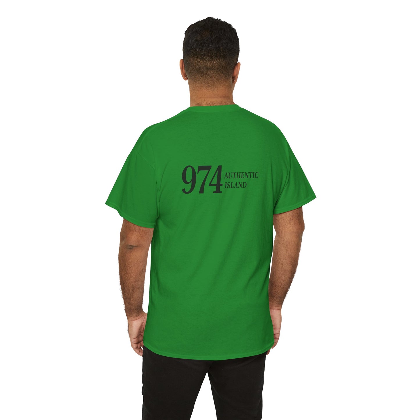 T-shirt "974 Île Authentique", Exotisme, Destination Île de La Réunion, Confort Coton, Sobre, Elégant, Souvenir Unique, Cadeau, Unisexe, Esprit Voyageur