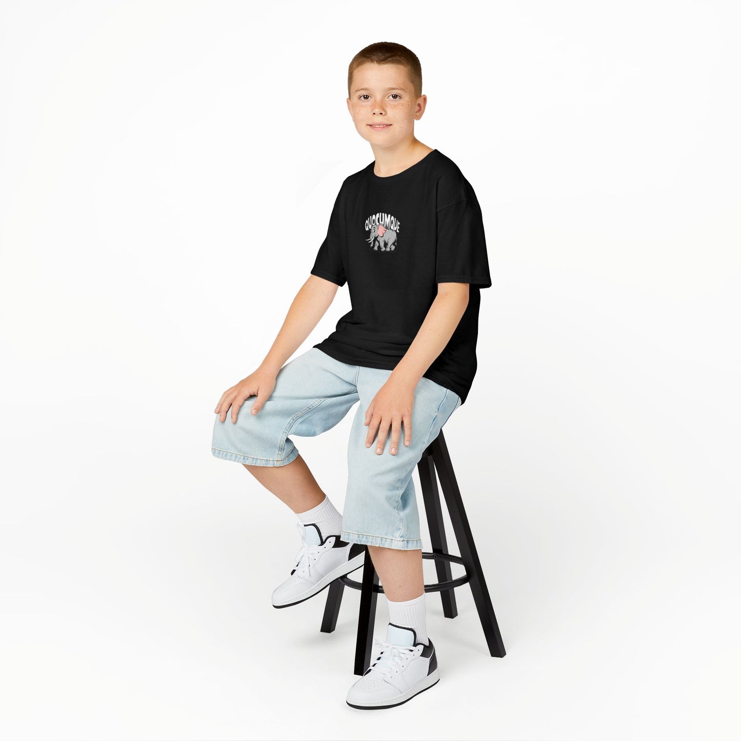T-shirt Quocumque, Eléphant, Eléphanteau, Douceur Coton, Pour les enfants de 5-6 ans( Taille XS), Pour les 7-8 ans( taille S), Pour les 9-10 ans( taille M), Pour les 11-12 ans( taille L), Pour les 13-14 ans(taille XL)