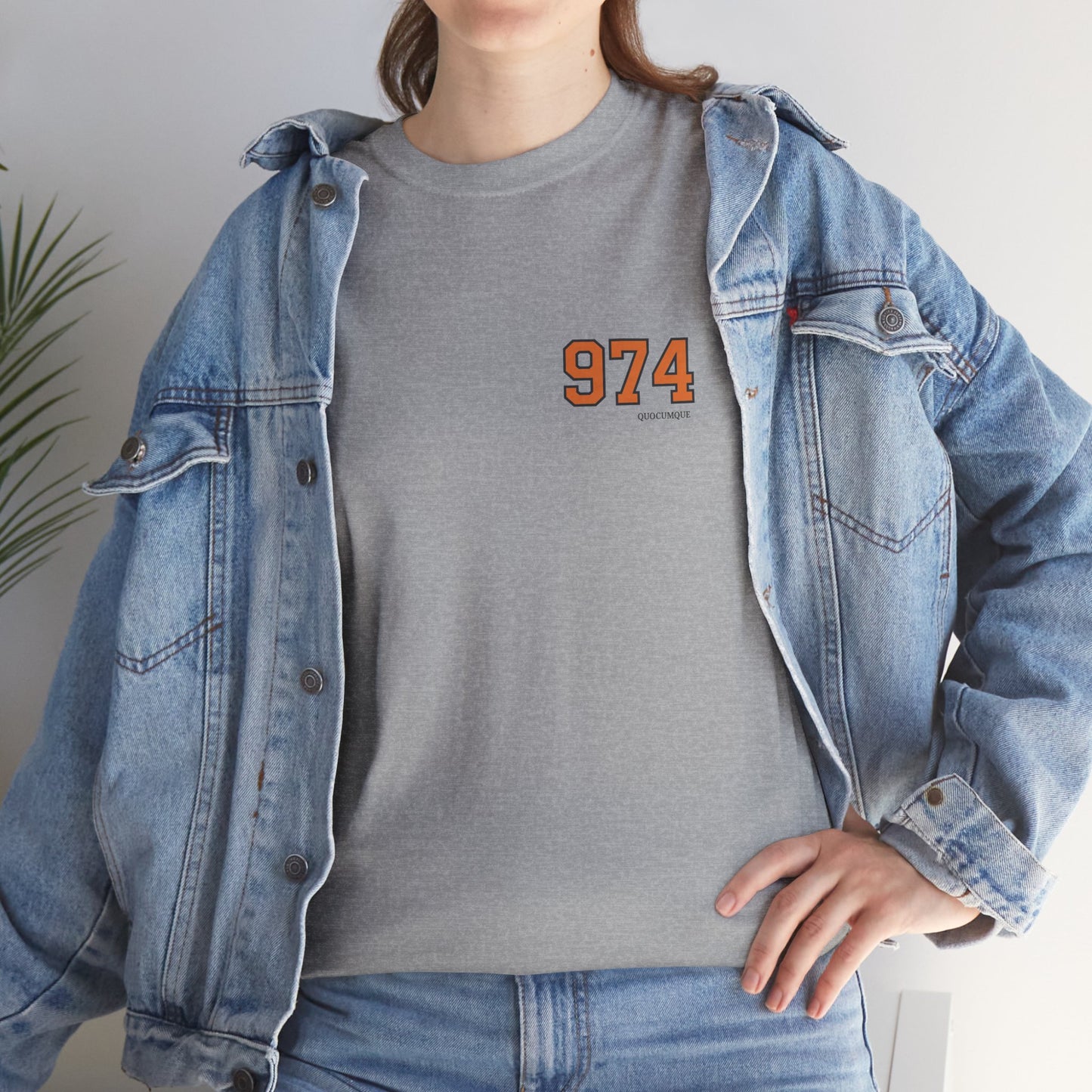 T-shirt " 974 ", Destination Île de La Réunion, Discret, Confort Coton, Sobre, Elégant, Souvenir Unique, Vêtement Adulte, Unisexe, Esprit Voyageur
