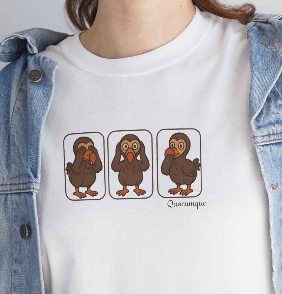 T-shirt Quocumque, "3 Dodos de la Sagesse", Confort, Souvenir Unique, Cadeau, Unisexe, Délicatesse, Homme, Femme, Adulte, Sportif, Liberté, Détente