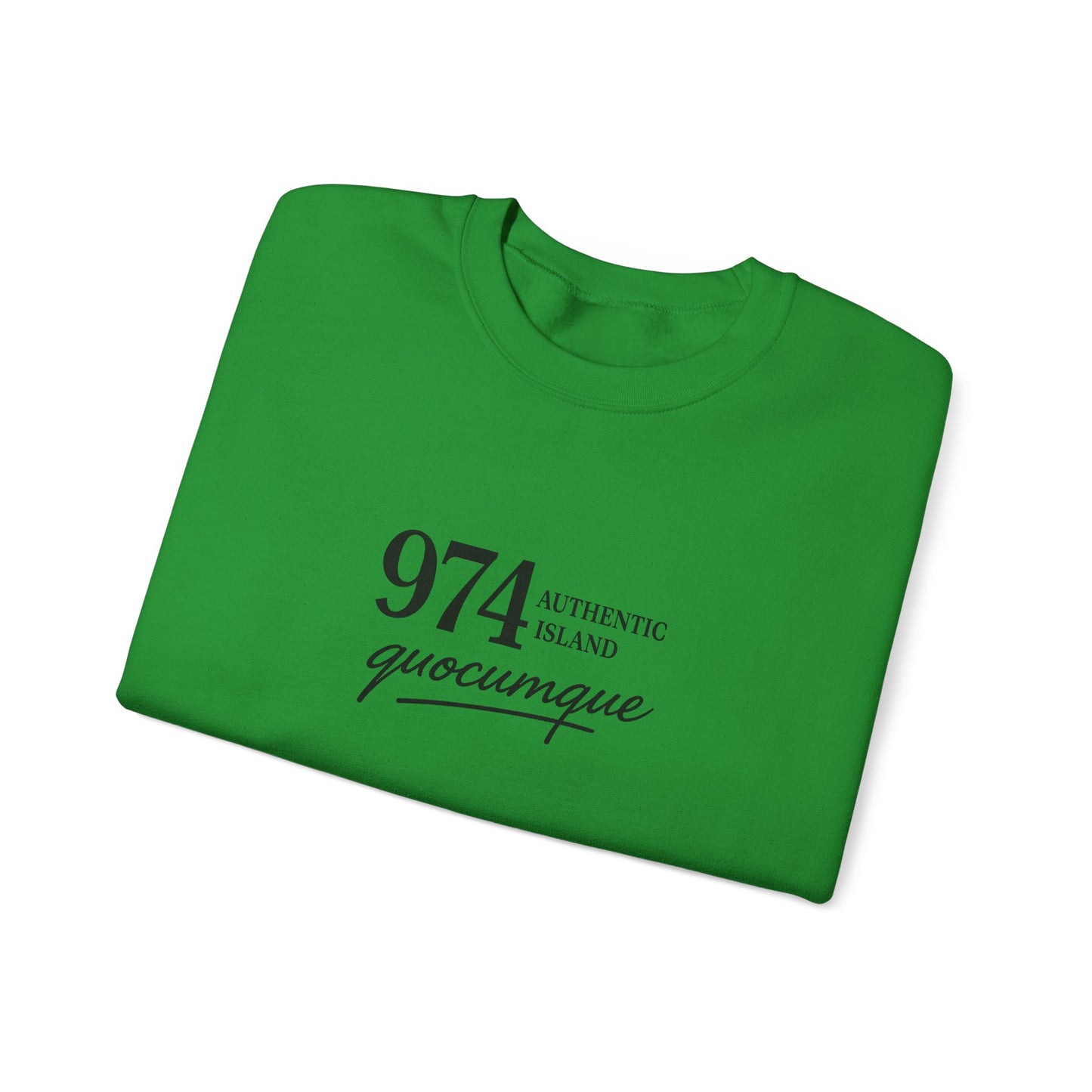 Sweat-Shirt Quocumque "974 Authentic Island", Exotique, Destination l'Île De La Réunion, Adulte, Homme, Femme, Sportive, Sportif, Décontracté, Élégant, Classique,