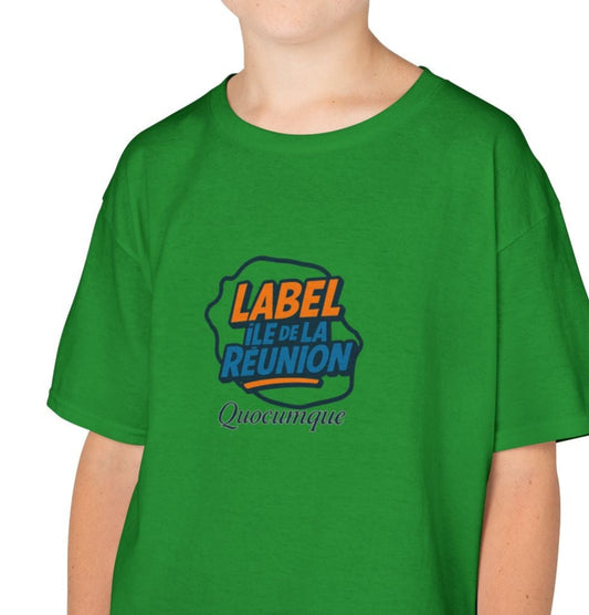 T-shirt "Label Île de La Réunion", Douceur Coton, Pour les enfants de 5-6 ans( Taille XS), Pour les 7-8 ans( taille S), Pour les 9-10 ans( taille M), Pour les 11-12 ans( taille L), Pour les 13-14 ans( taille XLS)