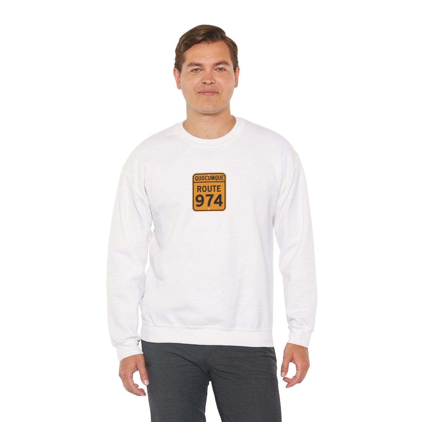 Sweat-Shirt Quocumque "Route 974", Destination l'Île De La Réunion, Adulte, Homme, Femme, Sportive, Sportif, Décontracté, Élégant, Classique,