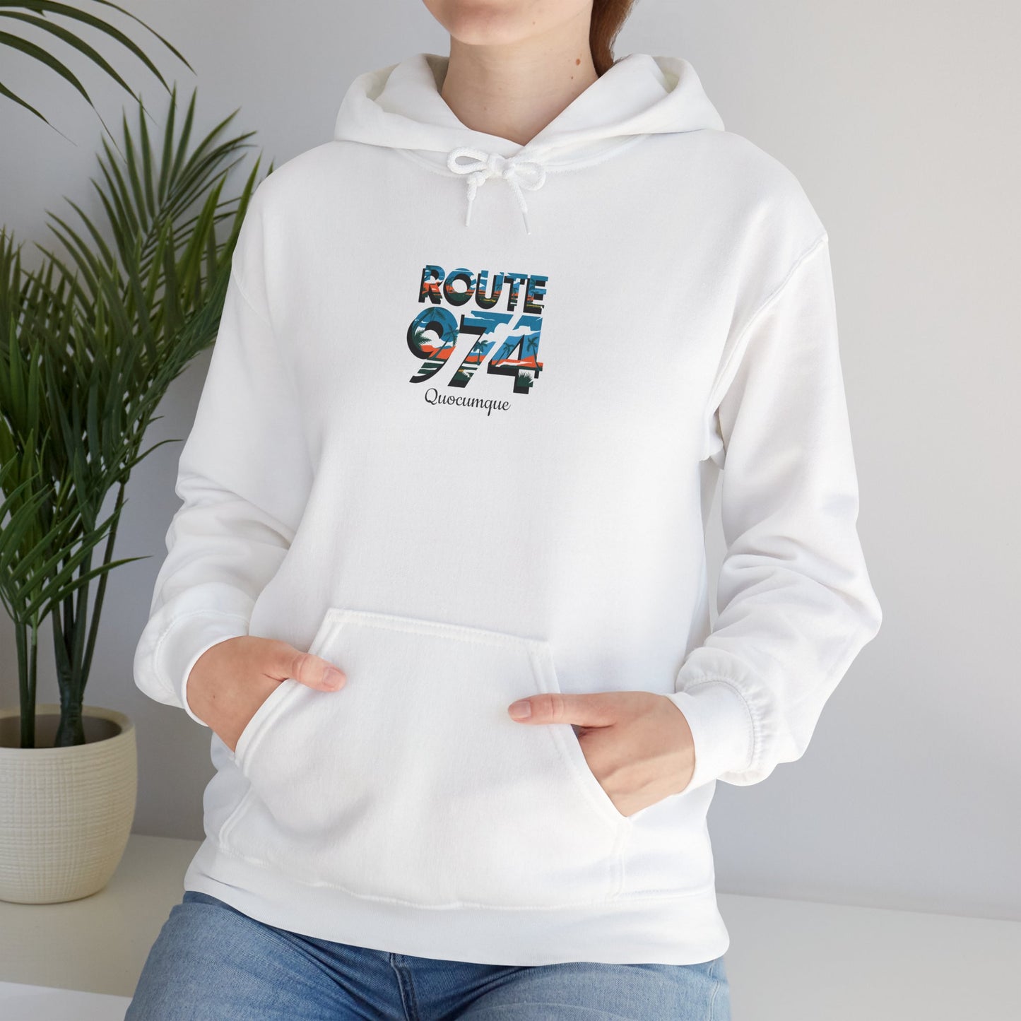 Sweat-Shirt à Capuche Collection " Route 974", Exotisme, Adulte, Homme, Femme, Sportive, Sportif, Décontracté, Classique, Destination La Réunion