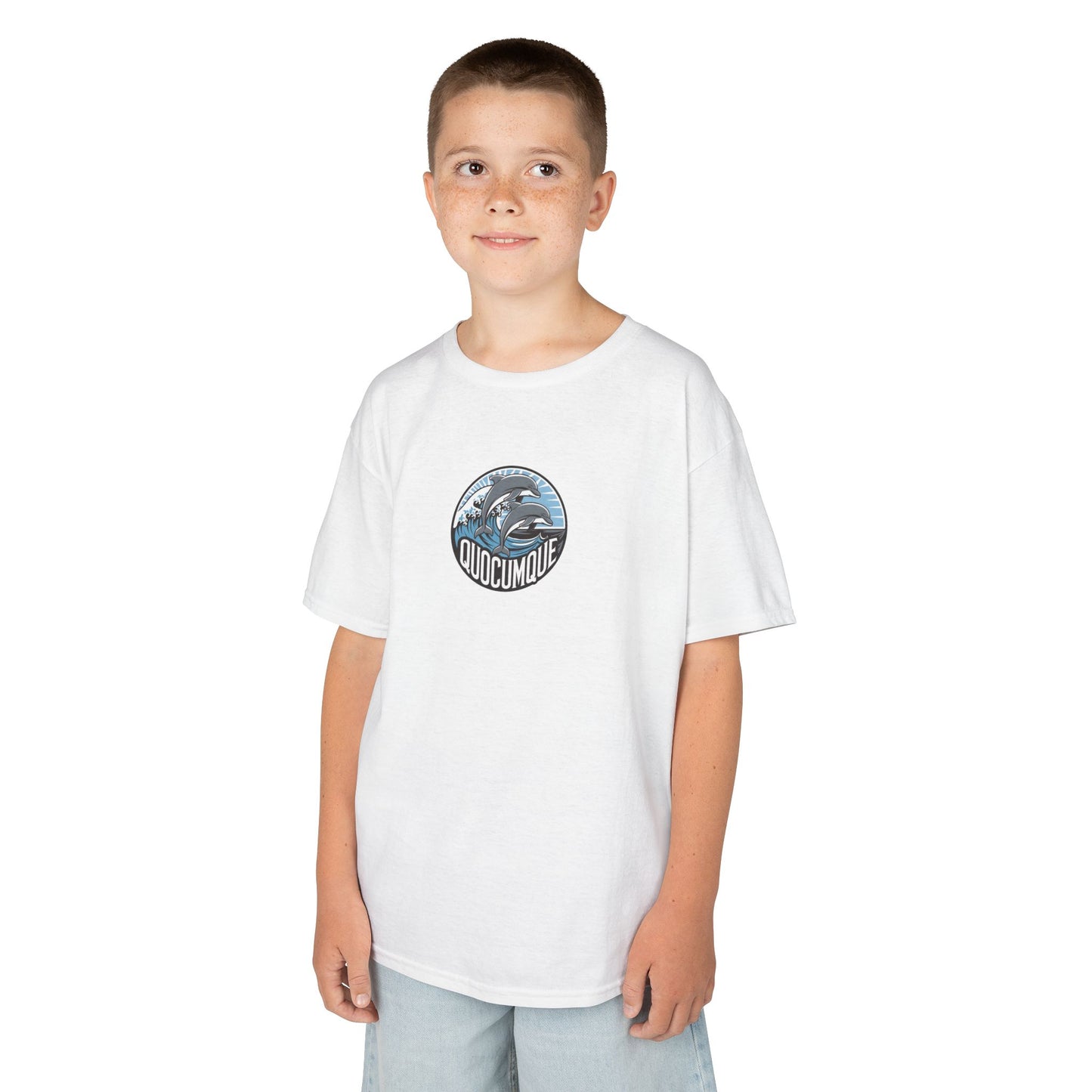 T-shirt Quocumque, Dauphin, Mammifère Marin, Douceur Coton, Pour les enfants de 5-6 ans( Taille XS), Pour les 7-8 ans( taille S), Pour les 9-10 ans( taille M), Pour les 11-12 ans( taille L), Pour les 13-14 ans( taille XL)