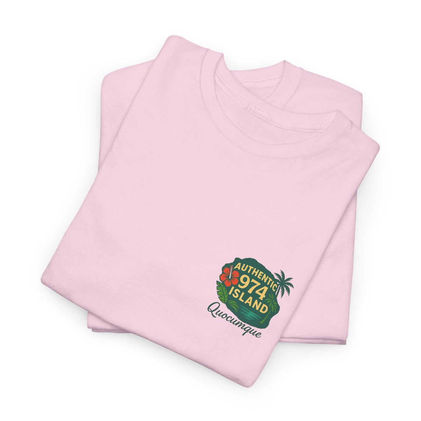 T-shirt "Authentic Island", Exotisme, Destination Île de La Réunion, Confort Coton, Sobre, Elégant, Souvenir Unique, Cadeau, Unisexe, Esprit Voyageur