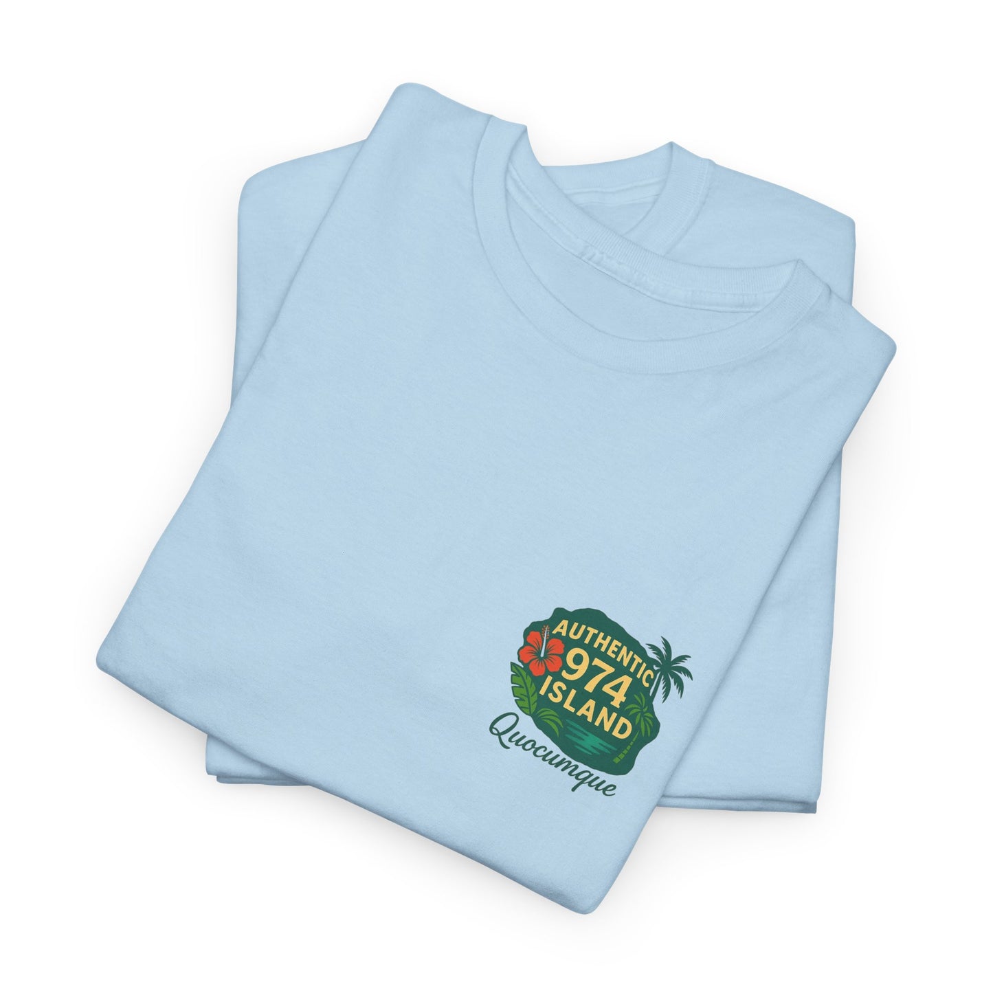 T-shirt "Authentic Island", Exotisme, Destination Île de La Réunion, Confort Coton, Sobre, Elégant, Souvenir Unique, Cadeau, Unisexe, Esprit Voyageur