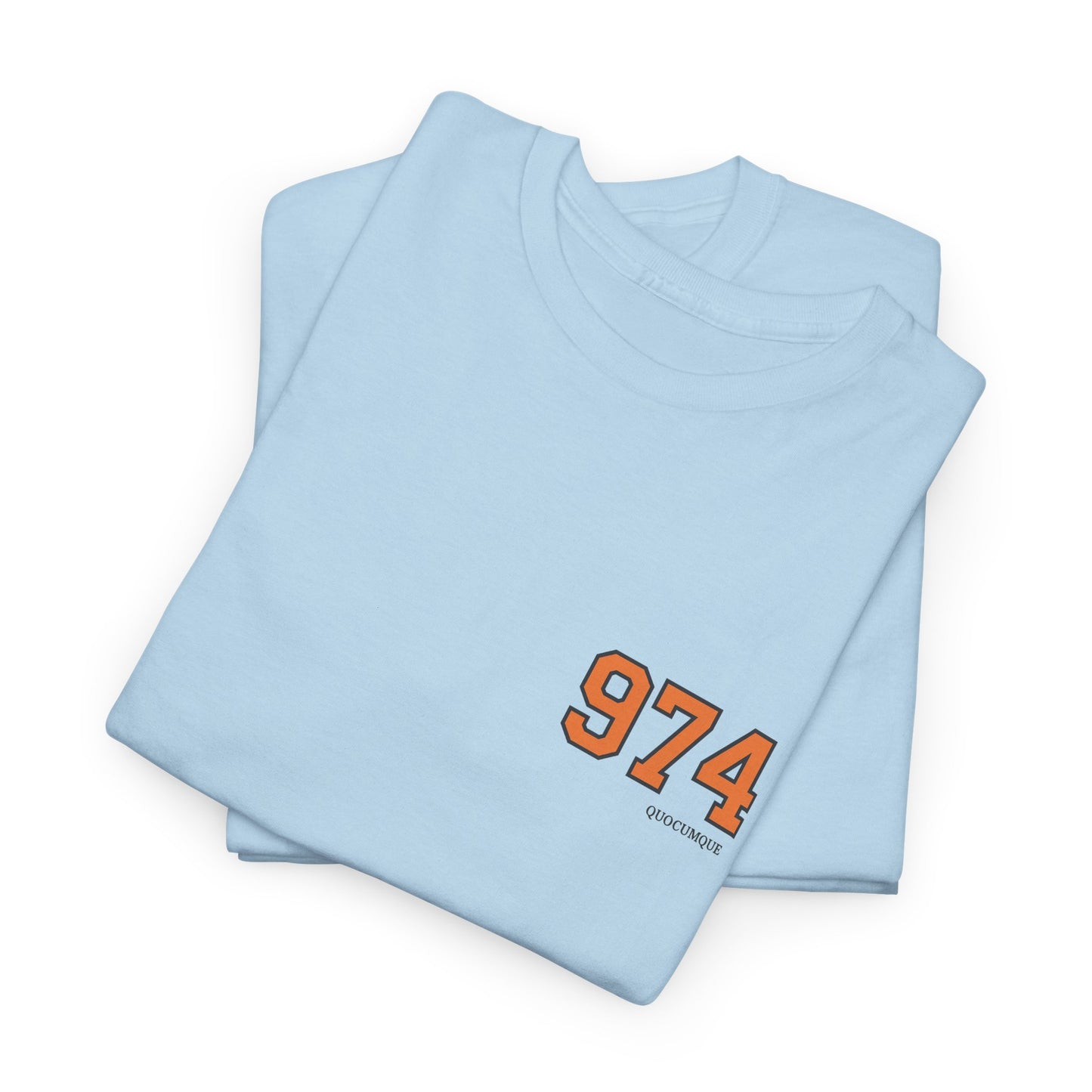 T-shirt " 974 ", Destination Île de La Réunion, Discret, Confort Coton, Sobre, Elégant, Souvenir Unique, Vêtement Adulte, Unisexe, Esprit Voyageur