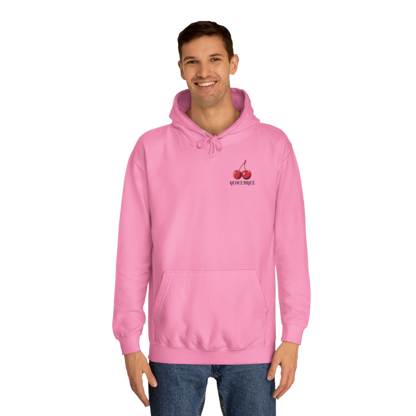 Sweat à Capuche Quocumque "Cerises",  Hoodie, Unisexe, élégance, sobriété, Adulte, Homme, Femme, Sportif, Fruit Rouge