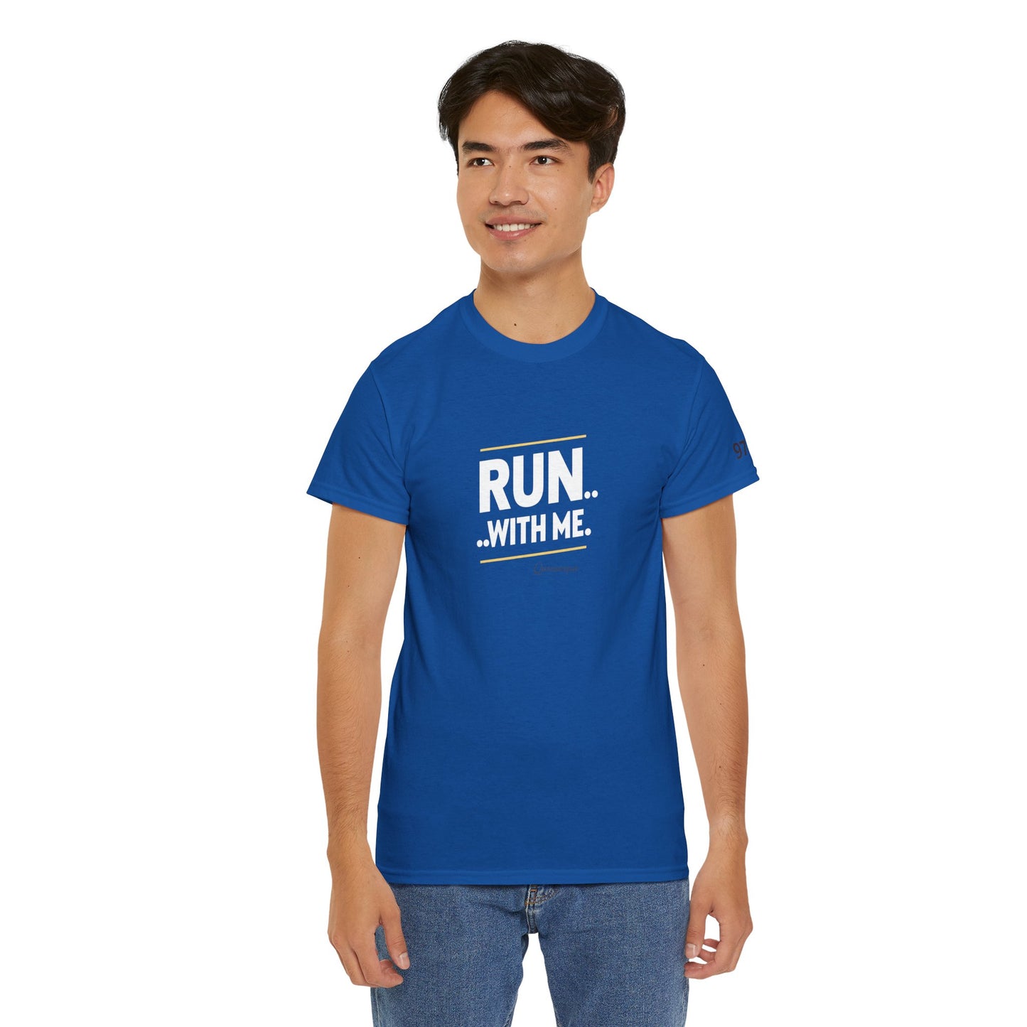 T-shirt Quocumque "RUN With me ", Île de La Réunion", Confort Coton, Sobre, Elégant, Souvenir Unique, Cadeau, Unisexe, Esprit Voyageur