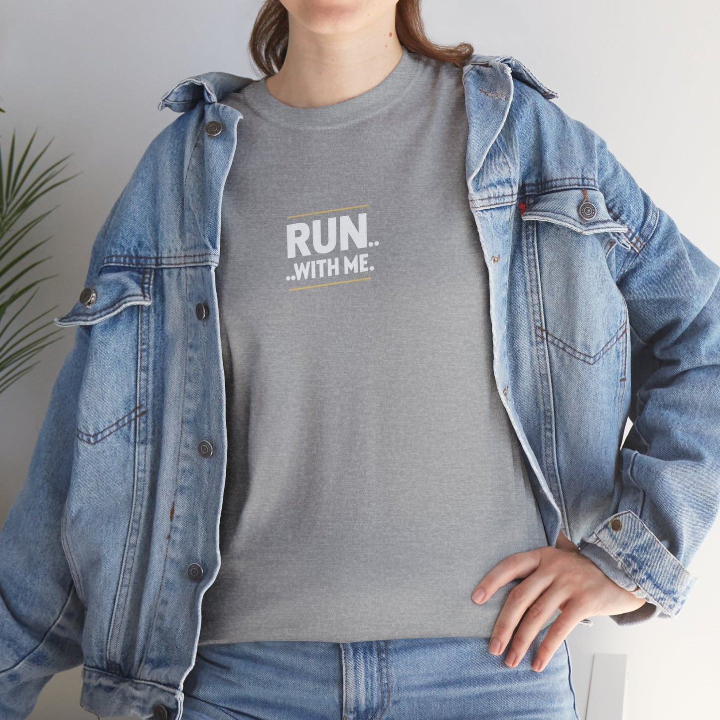 T-shirt Quocumque "RUN With Me", Île de La Réunion, Sobre, Elégant, Souvenir Unique, Cadeau, Unisexe, Esprit Voyageur, Adulte, sportif