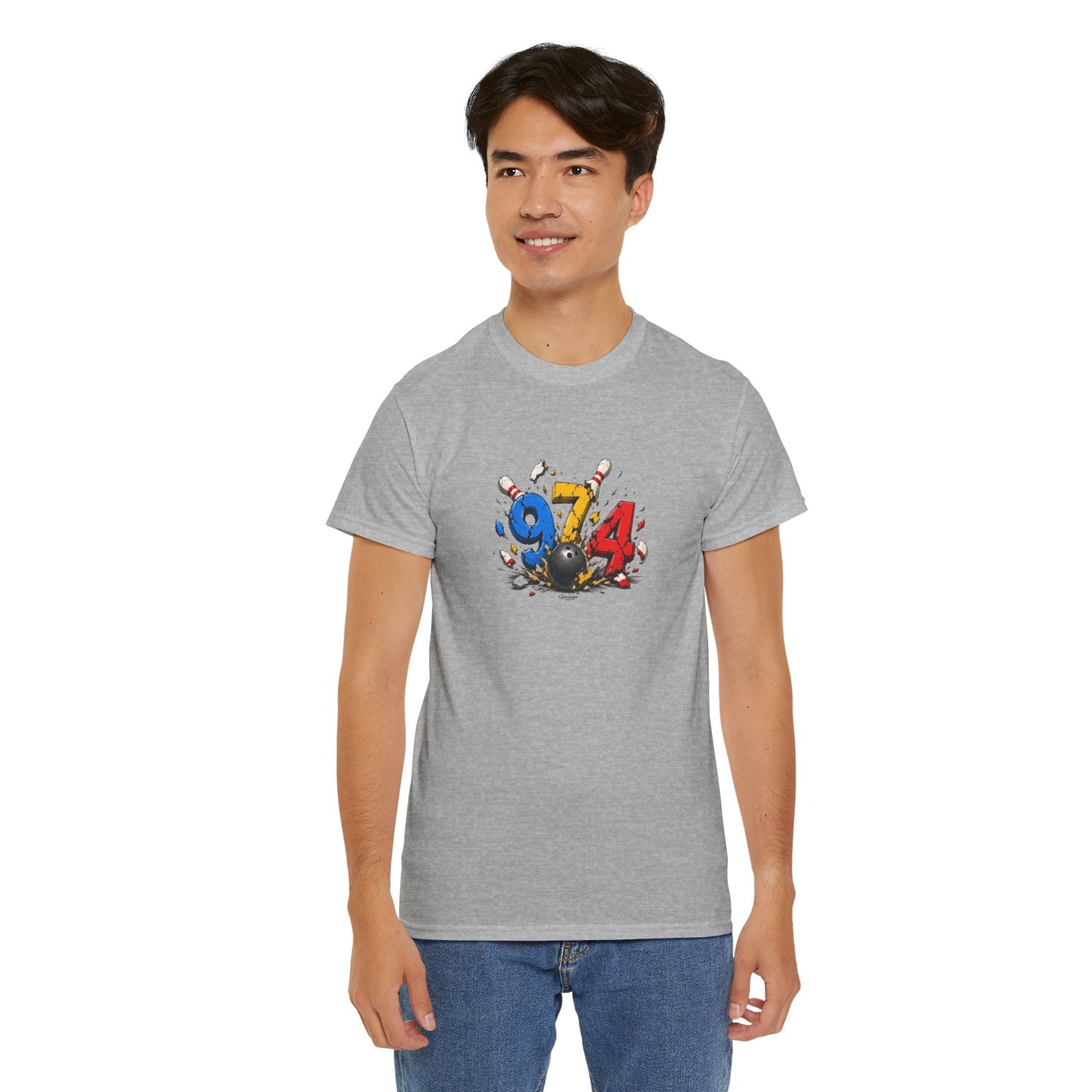 T-shirt " 974 Bowling ", Destination Île de La Réunion, Confort Coton, Sobre, Elégant, Souvenir Unique, Vêtement Adulte, Unisexe, Esprit Voyageur