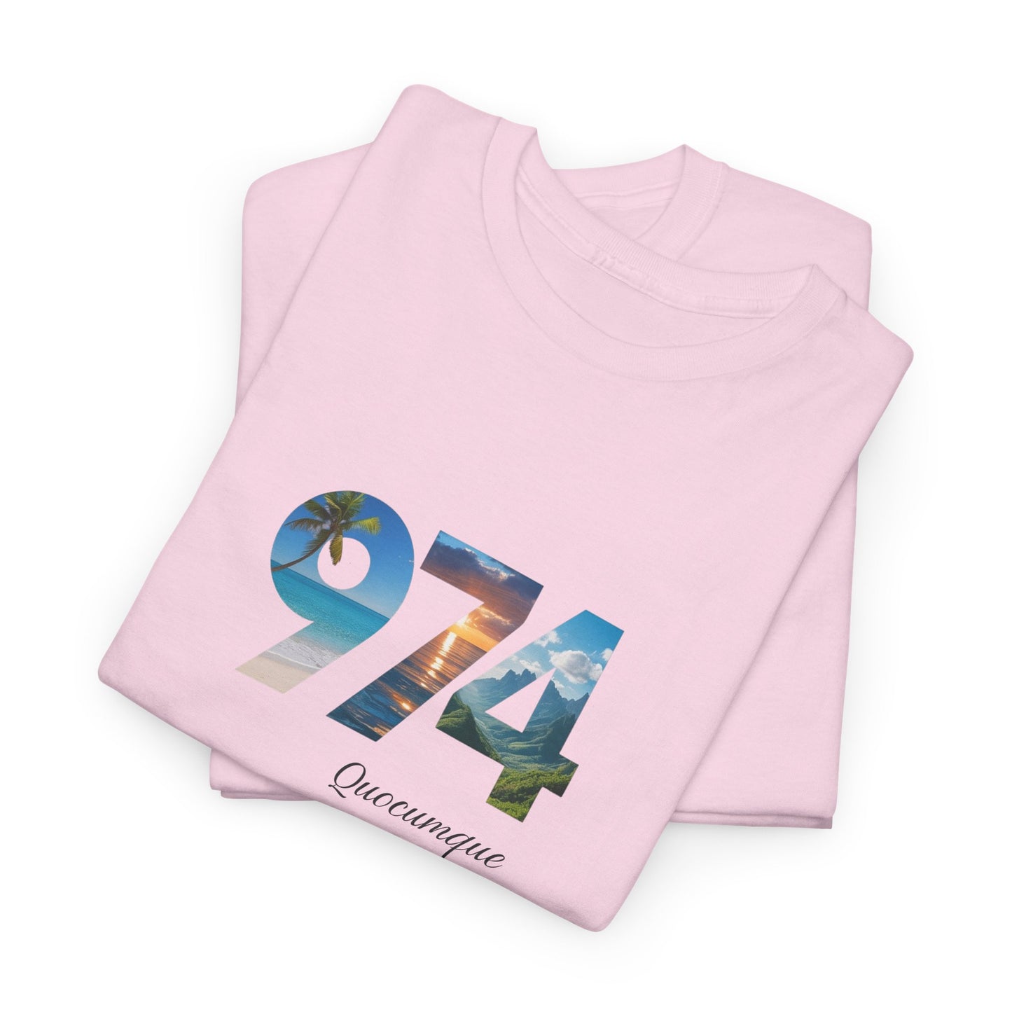 T-shirt "974", Île de La Réunion, Confort Coton, Sobre, Elégant, Souvenir Unique, Cadeau, Unisexe, Esprit Voyageur