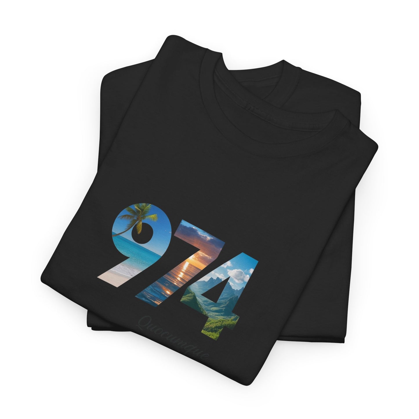 T-shirt "974", Île de La Réunion, Confort Coton, Sobre, Elégant, Souvenir Unique, Cadeau, Unisexe, Esprit Voyageur