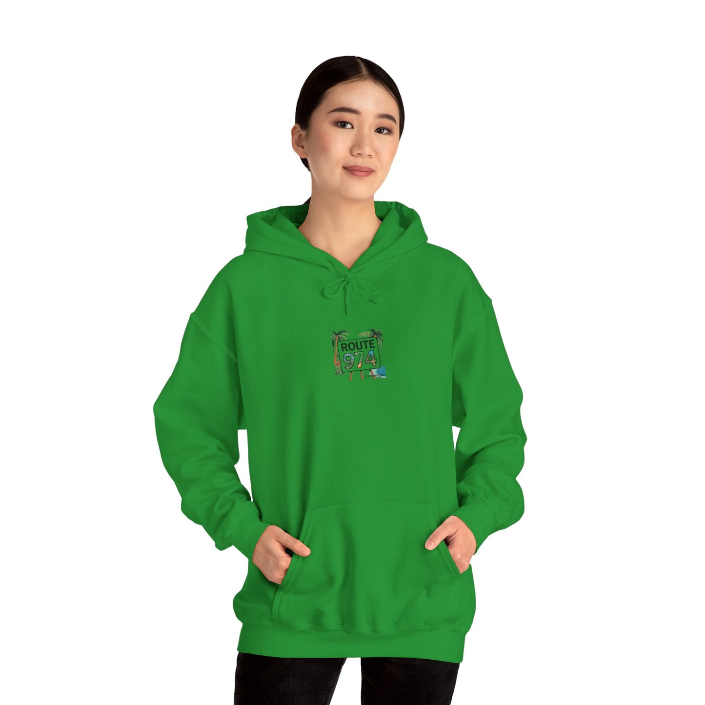 Sweat-Shirt à Capuche Collection " Route 974", Exotisme, Adulte, Homme, Femme, Sportive, Sportif, Décontracté, Classique, Destination La Réunion