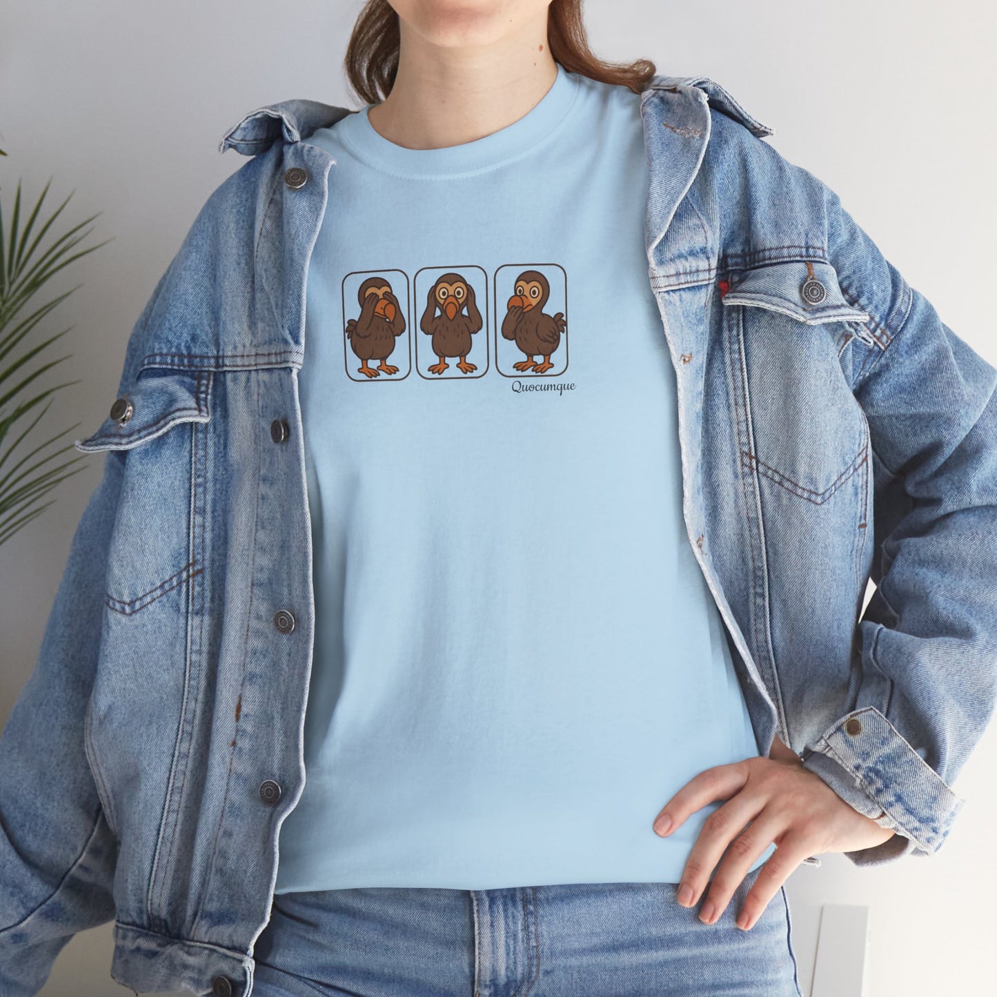 T-shirt Quocumque, "3 Dodos de la Sagesse", Confort, Souvenir Unique, Cadeau, Unisexe, Délicatesse, Homme, Femme, Adulte, Sportif, Liberté, Détente
