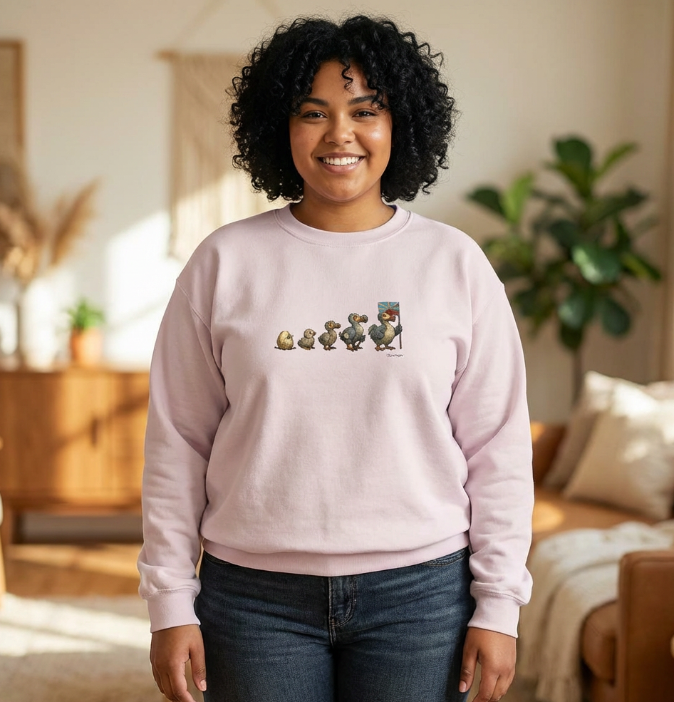 Sweat-shirt Quocumque, " Dodo Evolution ", Île de La Réunion, Confort Coton, Elégant, Souvenir Unique, Cadeau, Unisexe, Esprit Voyageur, Créole, Bourbon