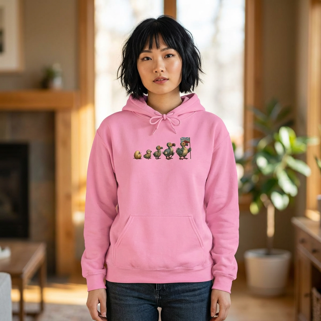 Sweat à Capuche "Dodo Evolution" pour Adulte, Hoodie, Unisexe, Élégance, Sobriété, Homme, Femme, Indicatif Réunion, Drapeau Local