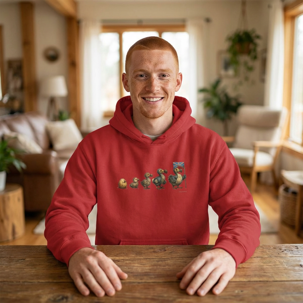 Sweat à Capuche "Dodo Evolution" pour Adulte, Hoodie, Unisexe, Élégance, Sobriété, Homme, Femme, Indicatif Réunion, Drapeau Local