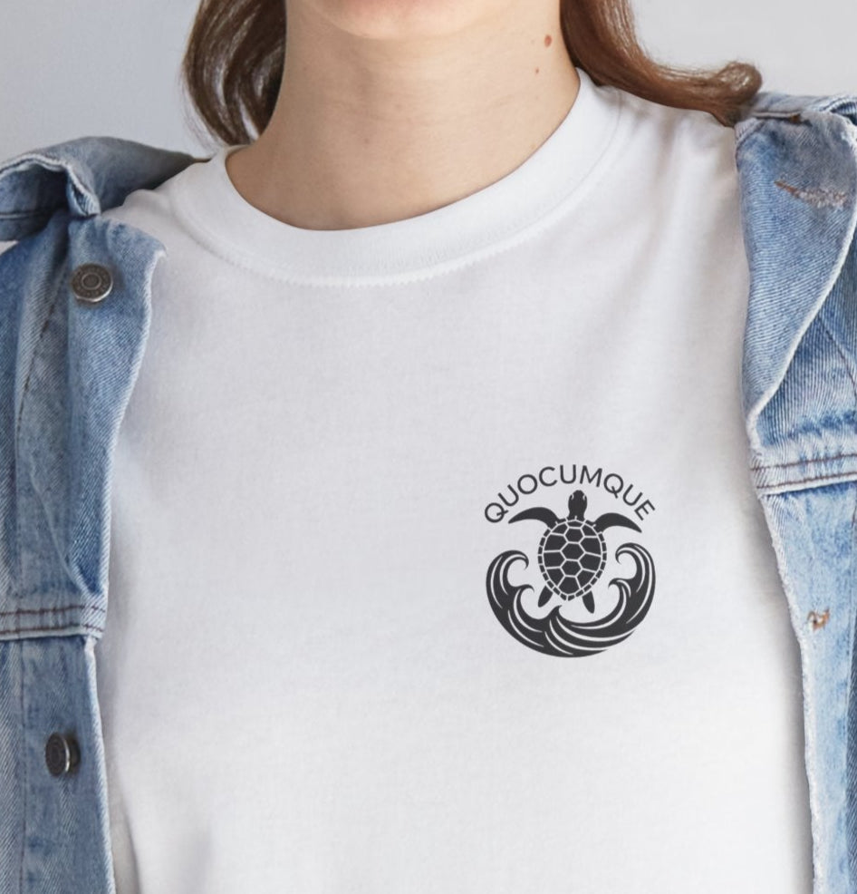 T-shirt "Tortue Marine", Île de La Réunion, Confort Coton, Sobre, Elégant, Souvenir Unique, Cadeau, Unisexe, Esprit Voyageur, Lagon, Mer