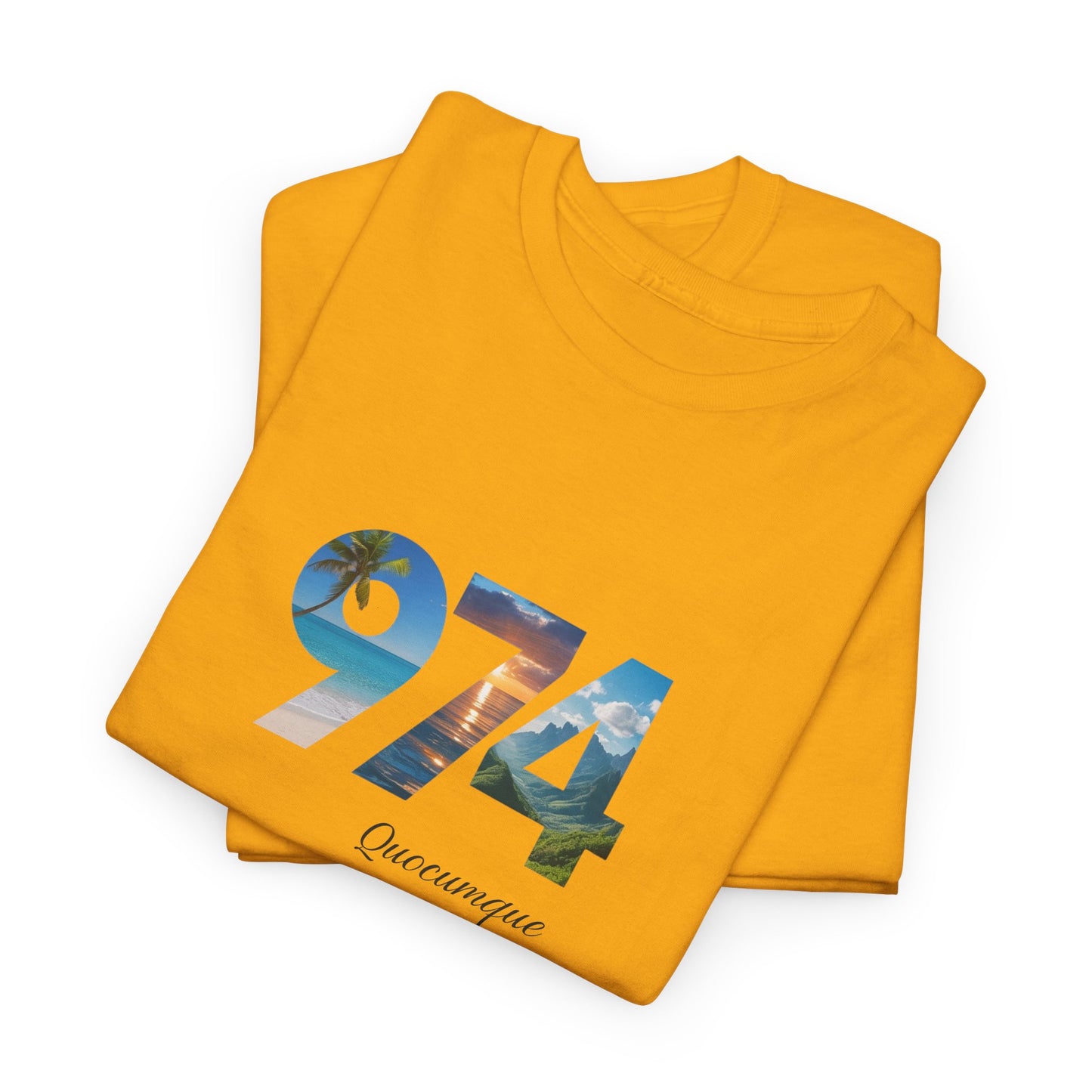 T-shirt "974", Île de La Réunion, Confort Coton, Sobre, Elégant, Souvenir Unique, Cadeau, Unisexe, Esprit Voyageur