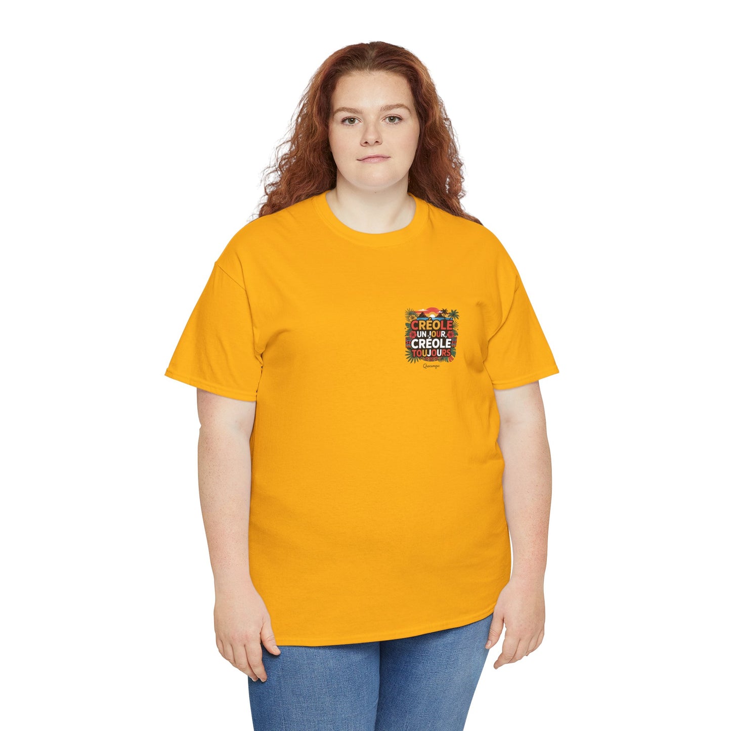 T-shirt Quocumque "Créole" Île de La Réunion", Confort Coton, Sobre, Elégant, Souvenir Unique, Cadeau, Unisexe, Esprit Voyageur