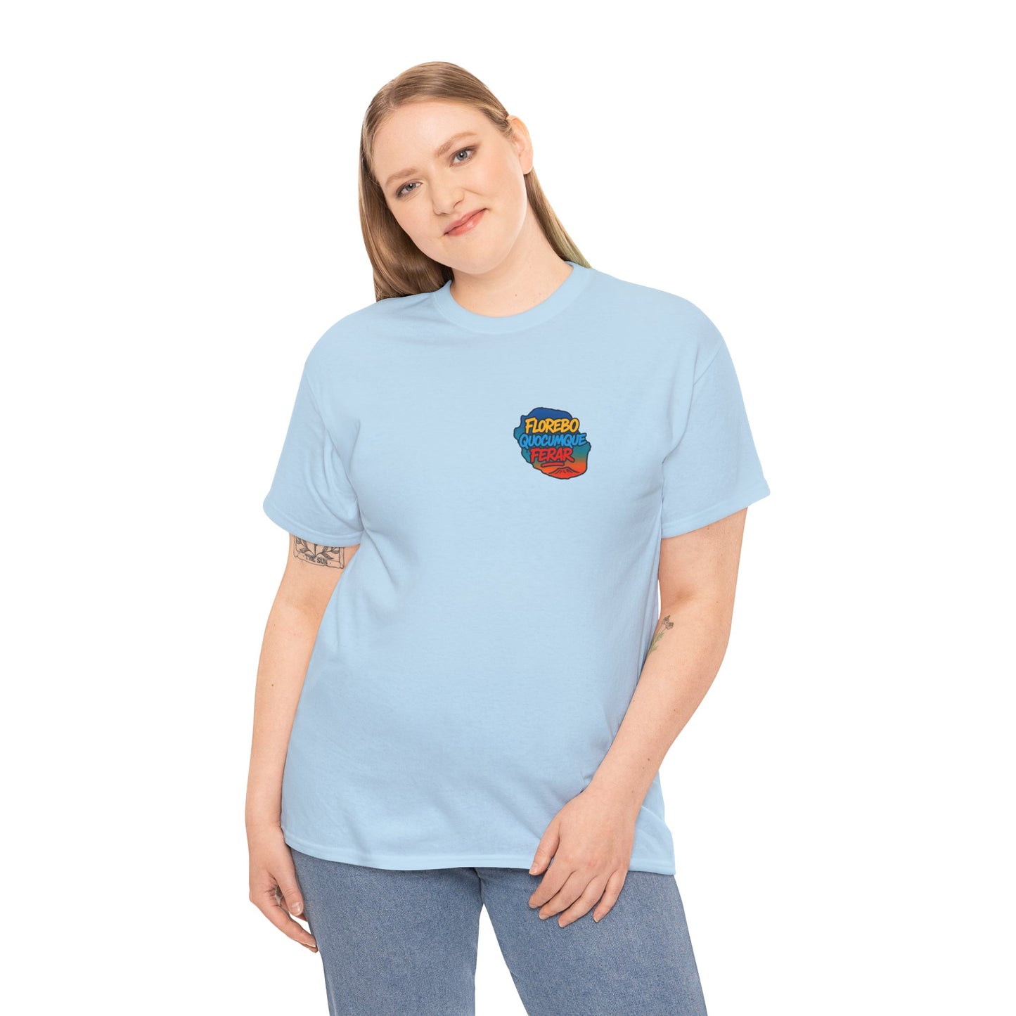 T-shirt Florebo Quocumque Ferar, Île de La Réunion, 974, Confort Coton, Sobre, Elégant, Souvenir Unique, Cadeau, Unisexe, Esprit Voyageur, Adulte