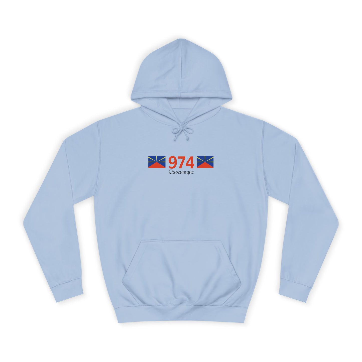 Sweat à Capuche "974" pour Adulte, Hoodie, Unisexe, Élégance, Sobriété, Homme, Femme, Indicatif Réunion, Drapeau Local