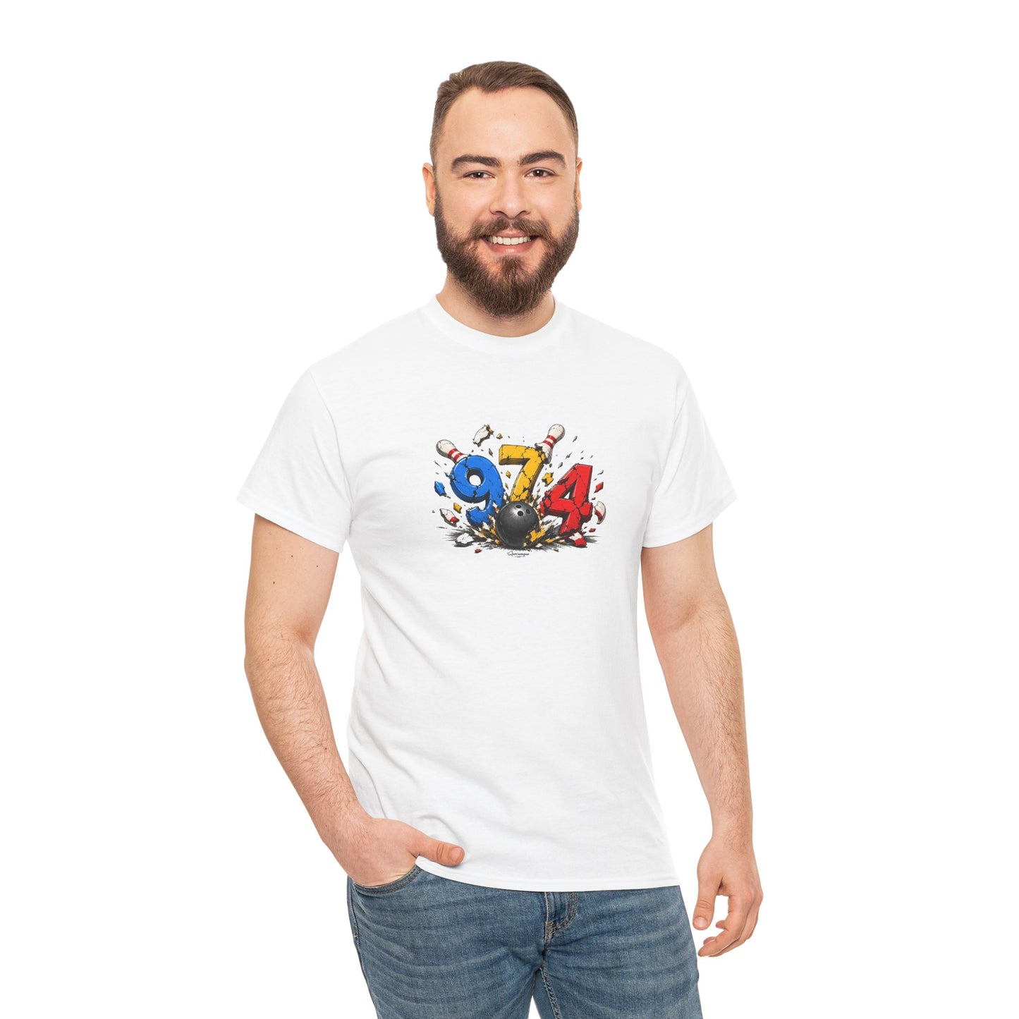 T-shirt " 974 Bowling ", Destination Île de La Réunion, Confort Coton, Sobre, Elégant, Souvenir Unique, Vêtement Adulte, Unisexe, Esprit Voyageur