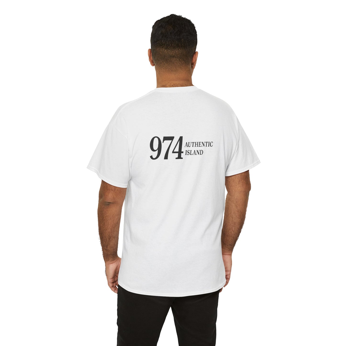 T-shirt "974 Île Authentique", Exotisme, Destination Île de La Réunion, Confort Coton, Sobre, Elégant, Souvenir Unique, Cadeau, Unisexe, Esprit Voyageur