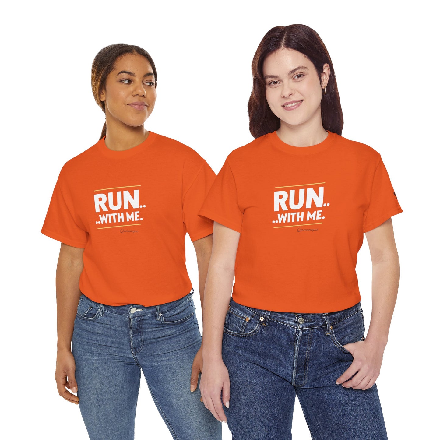 T-shirt Quocumque "RUN With me ", Île de La Réunion", Confort Coton, Sobre, Elégant, Souvenir Unique, Cadeau, Unisexe, Esprit Voyageur
