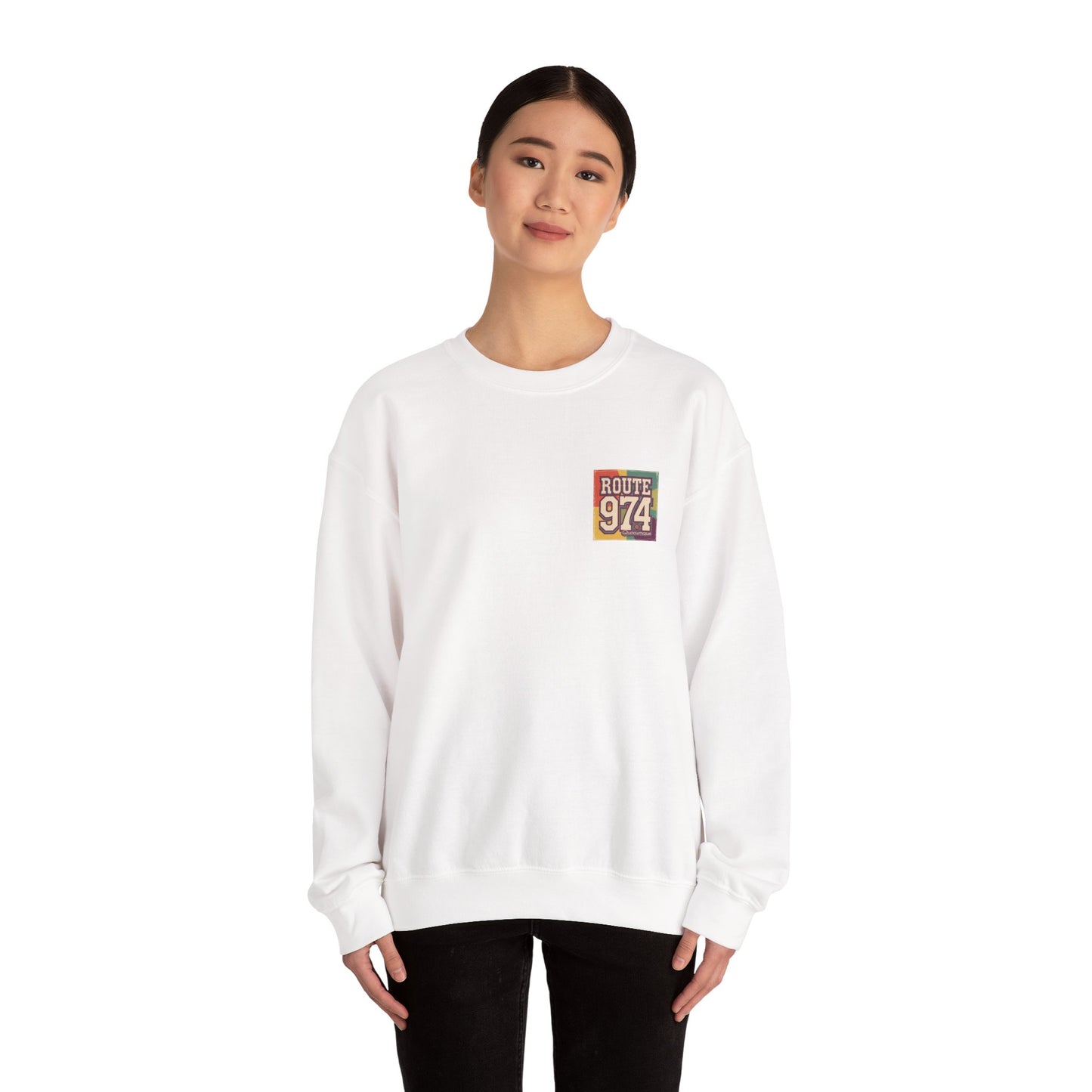 Sweat-Shirt Quocumque "Route 974", Période Hippies, Destination l'Île De La Réunion, Adulte, Homme, Femme, Sportive, Sportif, Décontracté, Élégant, Classique,