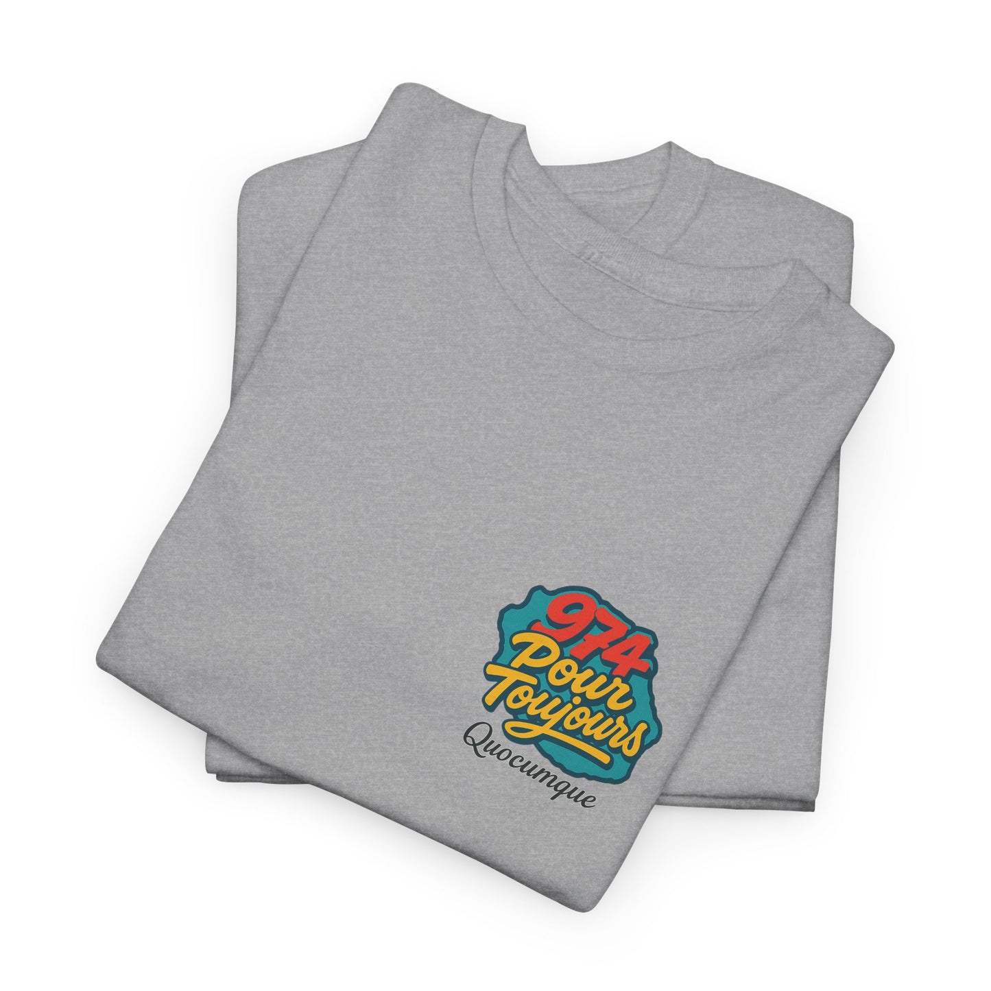 T-shirt Quocumque "974 Pour Toujours", Île de La Réunion, Confort Coton, Elégant, Souvenir Unique, Cadeau, Unisexe, Esprit Voyageur, Créole, Bourbon